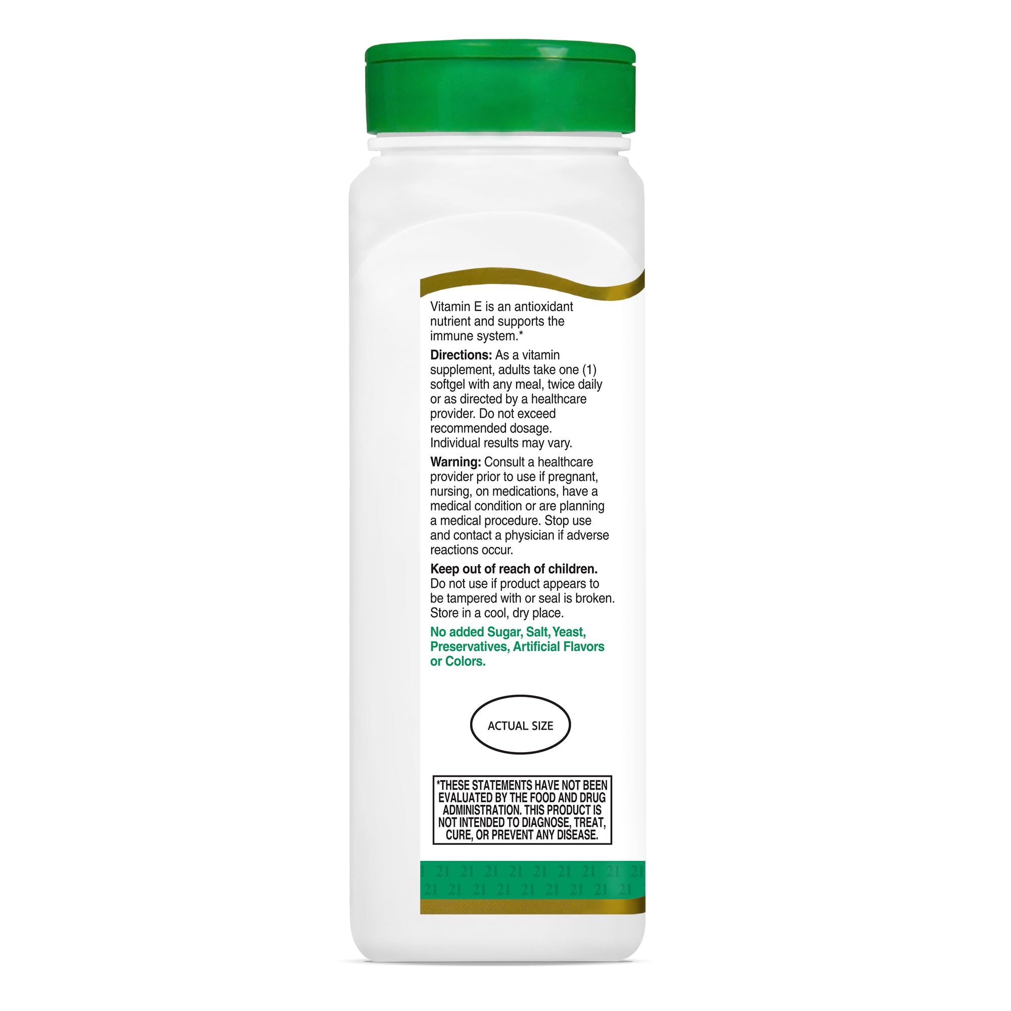 Foto 4 pulgar | Suplemento Alimenticio 21st Century E 400 UI 250 Capsulas - Venta Internacional