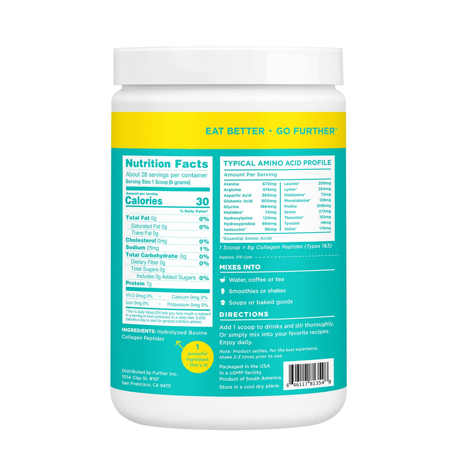 Foto 2 | Péptidos de Colágeno en Polvo Further Food Premium 224 g - Venta Internacional