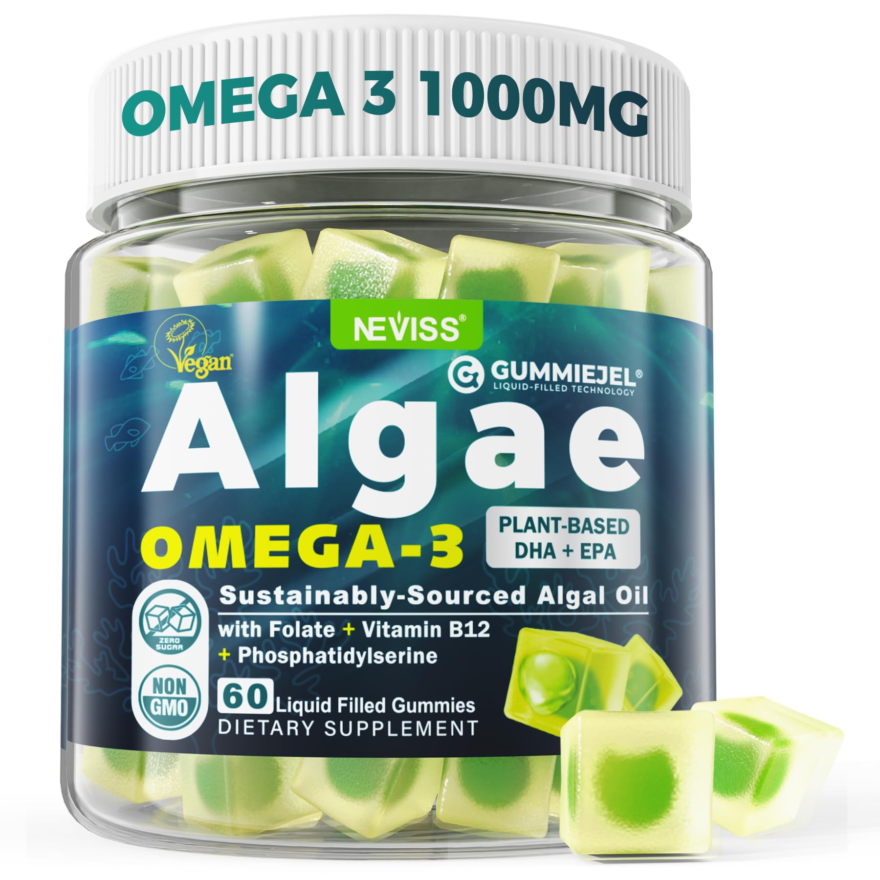 Foto 1 | Suplemento De Aceite De Algas Omega-3 Vegano Neviss 60 Cápsulas - Venta Internacional.