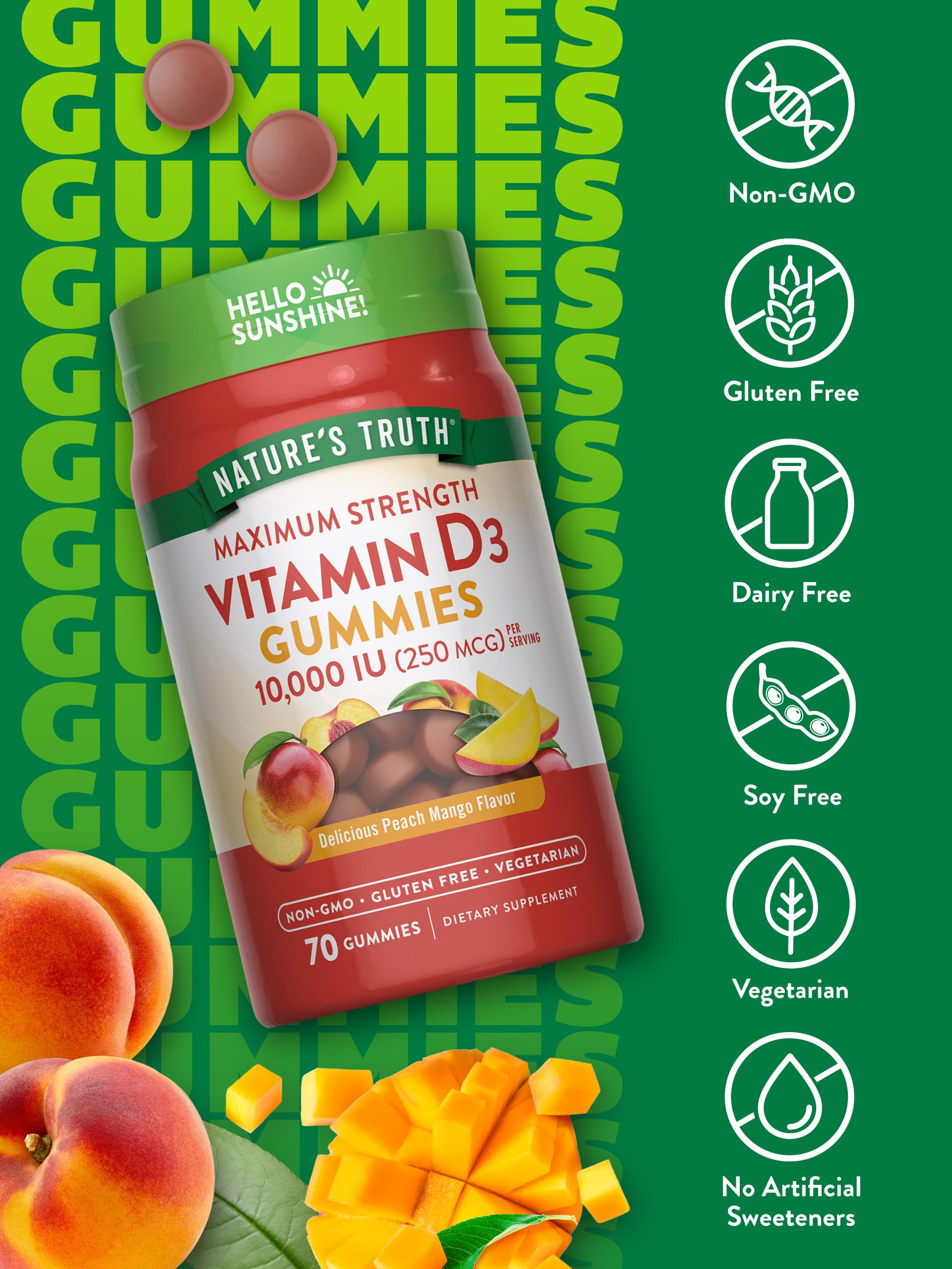 Foto 3 | Suplemento: Gomitas De Vitamina D3 De Nature's Truth  10 000 Ui  70 Unidades - Venta Internacional.