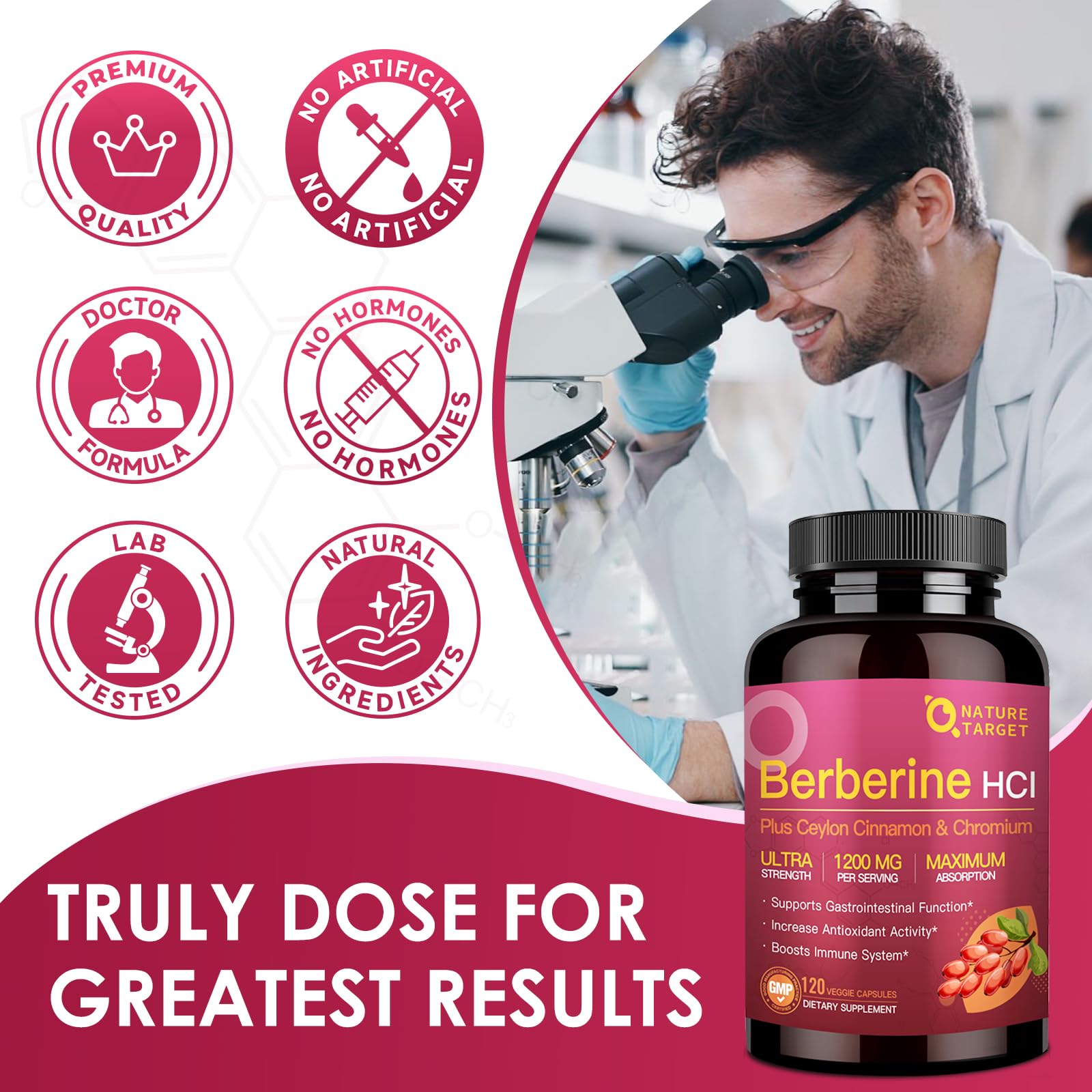 Foto 7 | Suplemento Nature Target Berberine Hcl 1200 Mg Con Canela De Ceilán - Venta Internacional.