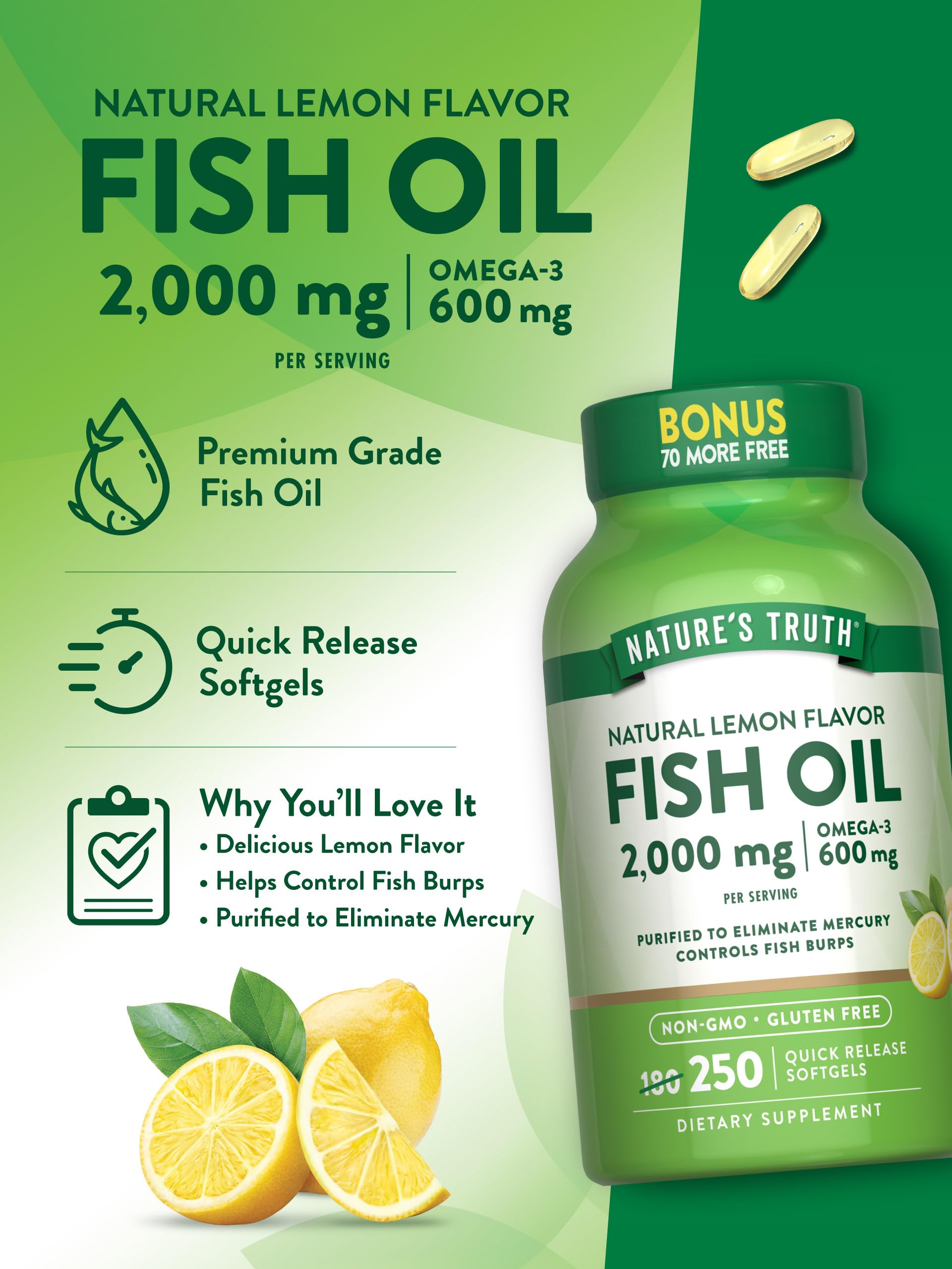 Foto 6 pulgar | Complementa 2000 Mg De Aceite De Pescado Nature's Truth Con 600 Mg De Omega 3 - Venta Internacional.