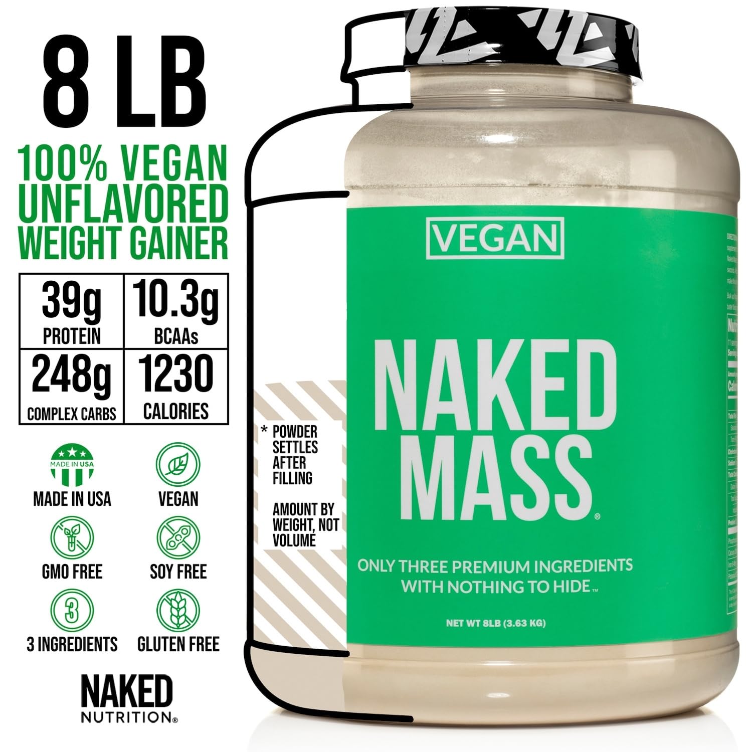 Foto 4 pulgar | Proteína En Polvo Naked Vegan Mass Para Ganar Peso  3 63 Kg - Venta Internacional.