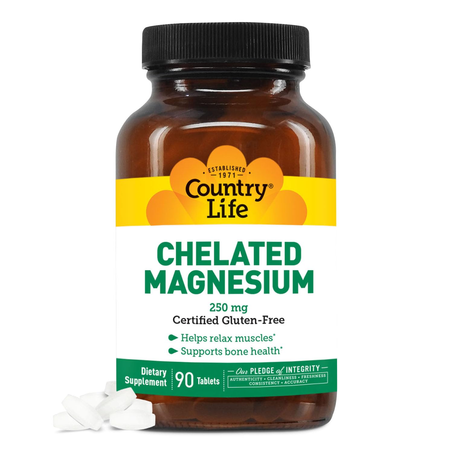 Foto 2 pulgar | Suplemento Country Life De Magnesio Quelado 250 Mg 90 Comprimidos - Venta Internacional.