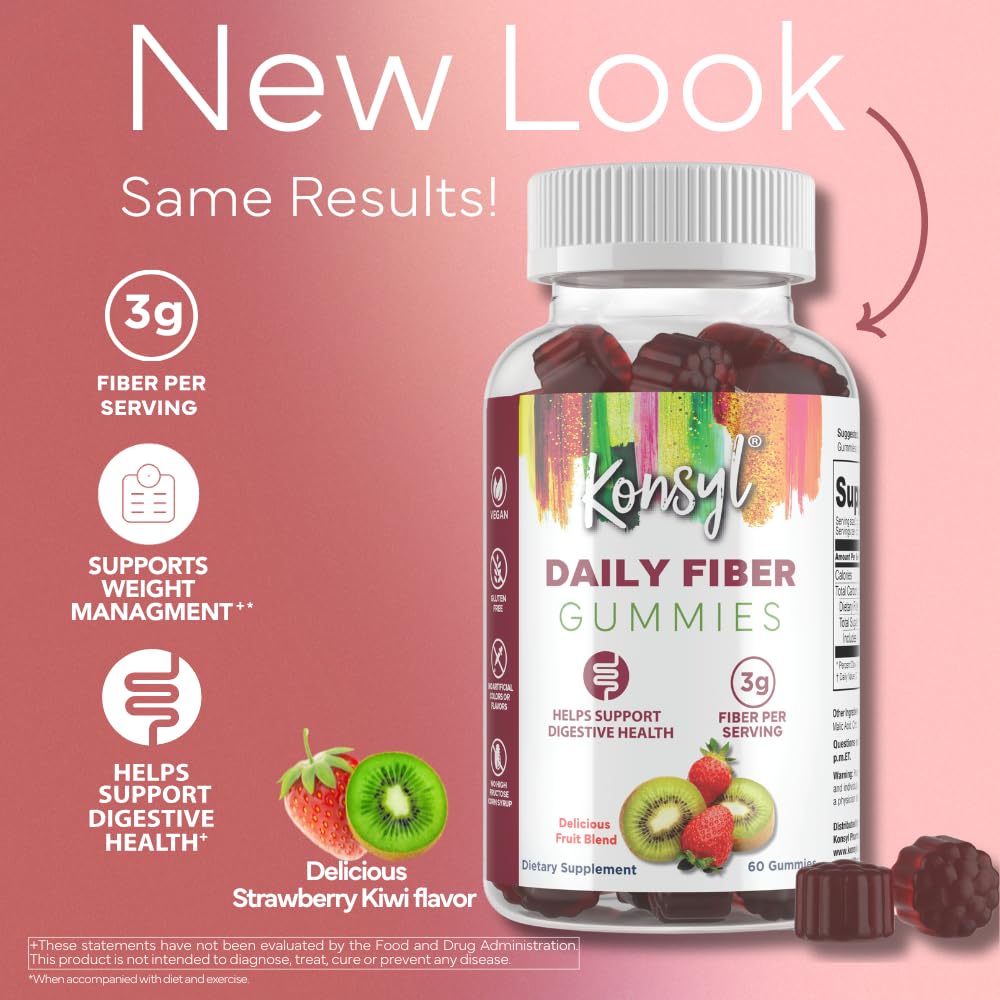 Foto 2 | Prebiótico Fiber Gummies Konsyl Daily De 3 G (60 Unidades)  Fresa Y Kiwi - Venta Internacional.