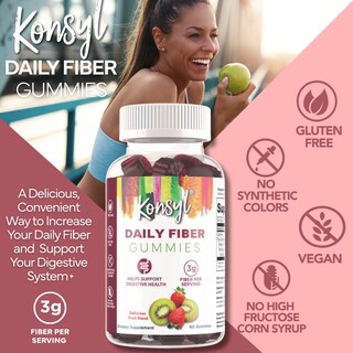 Foto 3 | Prebiótico Fiber Gummies Konsyl Daily De 3 G (60 Unidades) Fresa Y Kiwi - Venta Internacional.