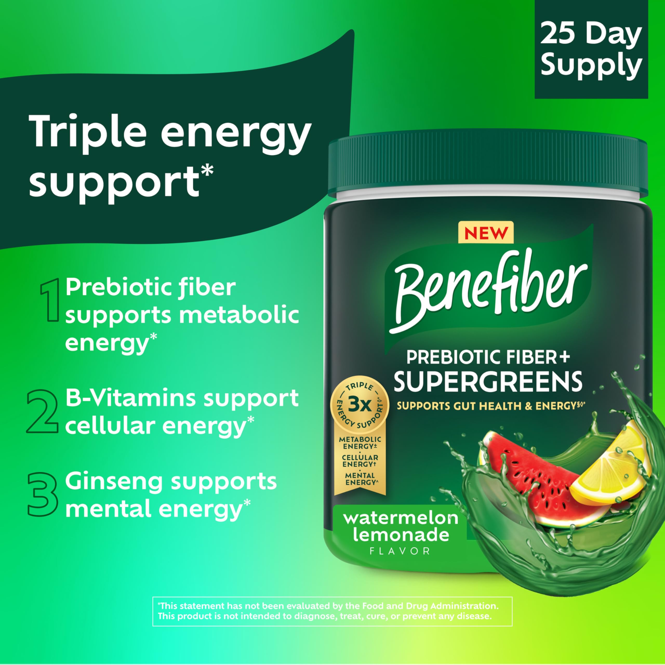 Foto 6 pulgar | Suplemento Benefiber Prebiotic Fiber + Supergreens 250 G - Venta Internacional.