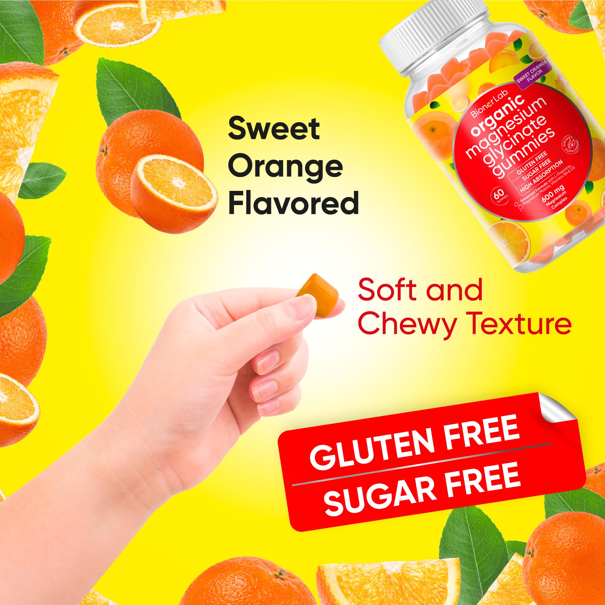 Foto 7 pulgar | Gomitas Masticables Con Glicinato De Magnesio Bionerlab 600 Mg Veganas - Venta Internacional.