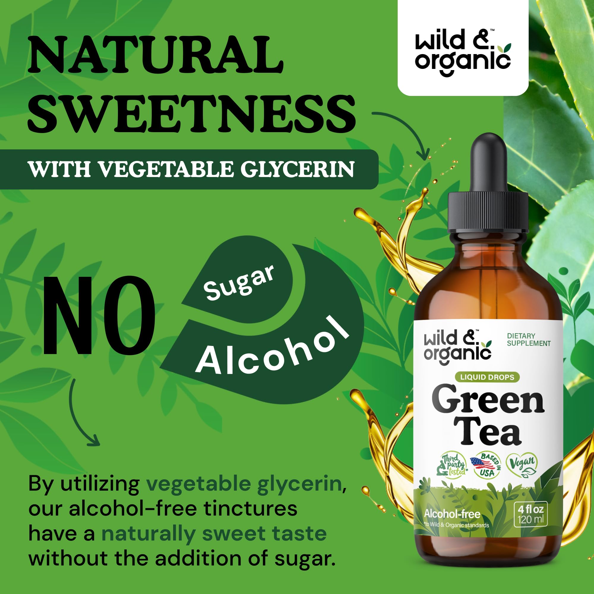 Foto 7 pulgar | Extracto De Té Verde En Gotas Líquidas Wild & Organic  120 Ml  2 Meses - Venta Internacional.