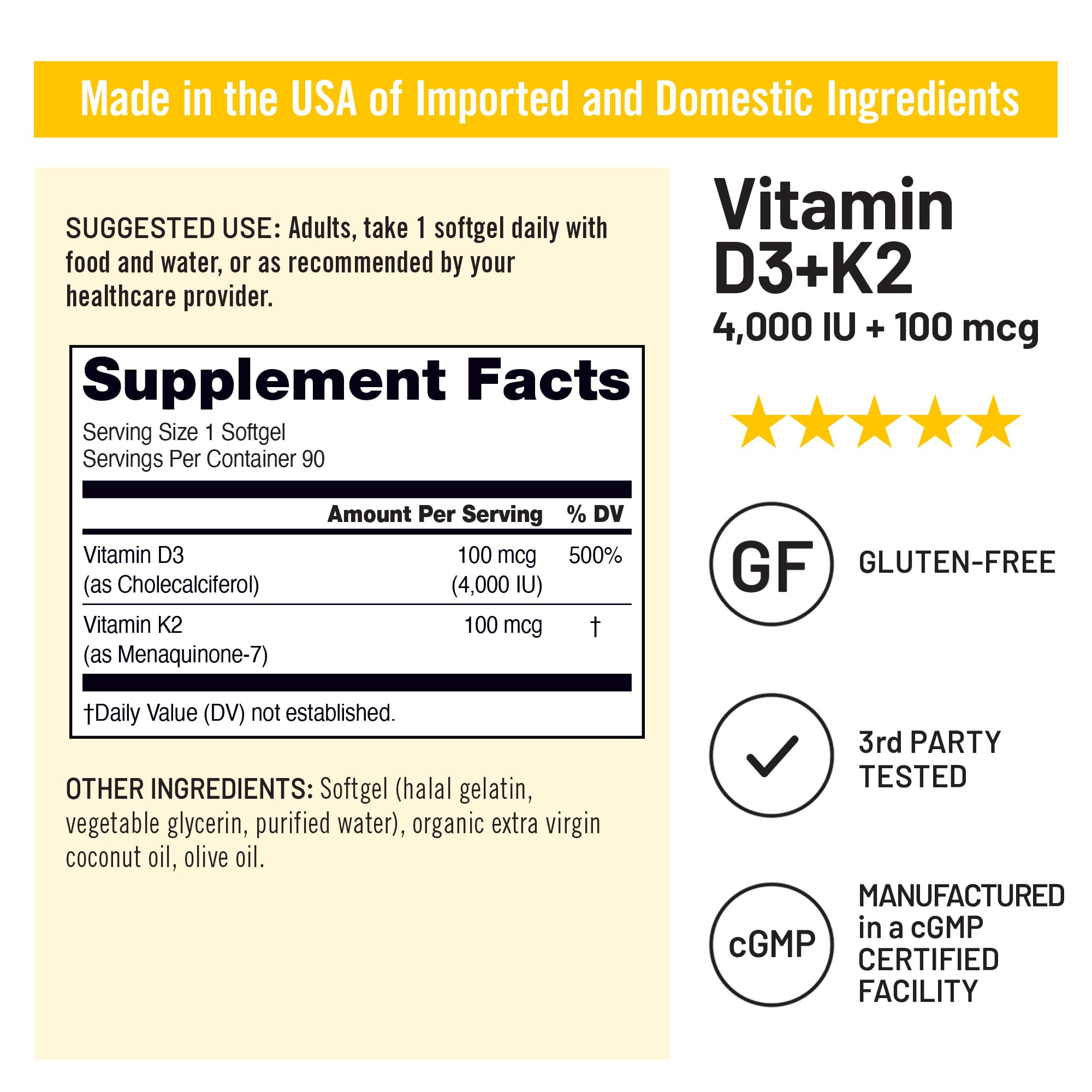 Foto 4 | Suplemento Naturewise De Vitamina D3 4000 Ui + K2 (mk7) 100 Mcg - Venta Internacional.