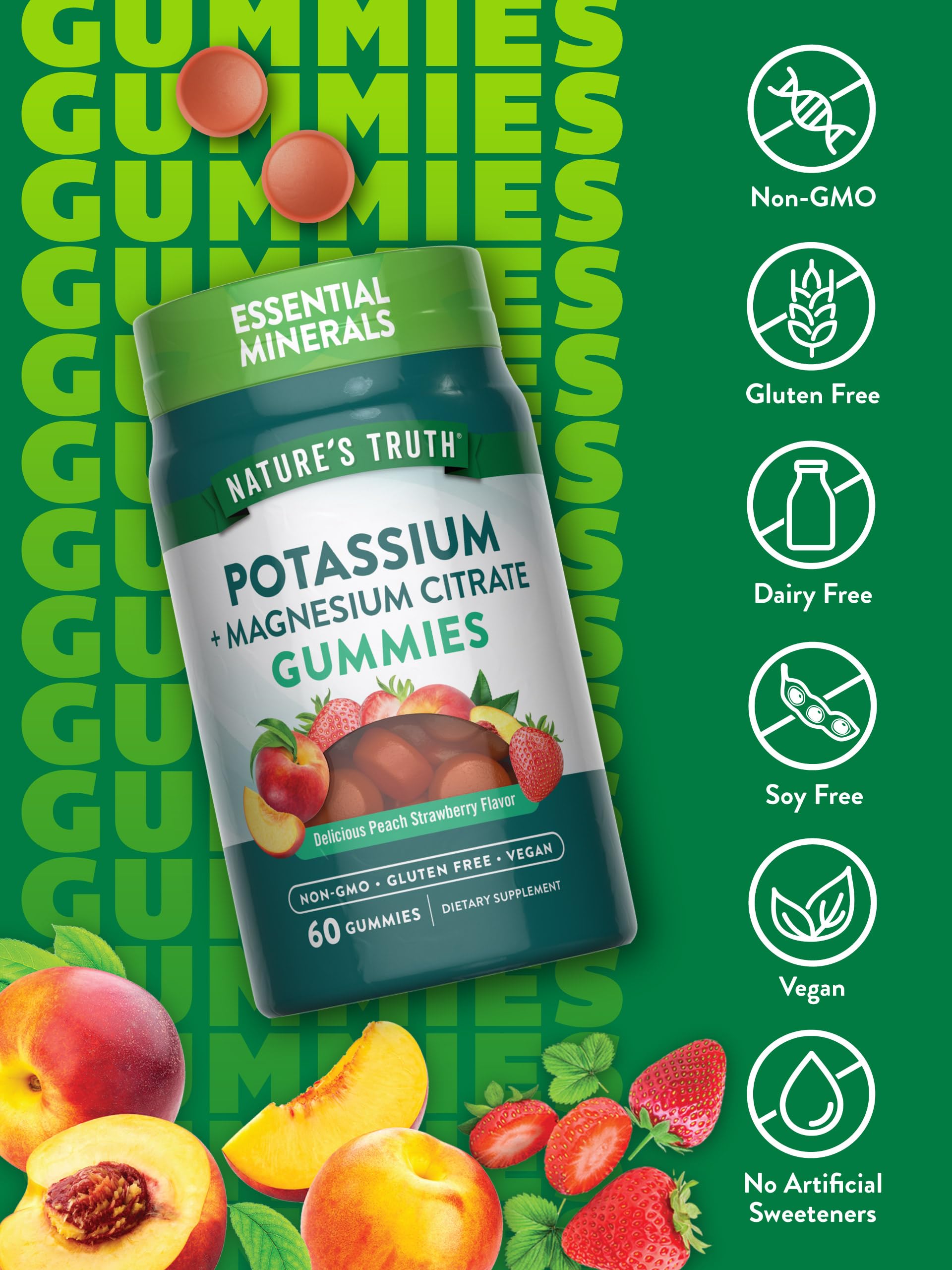 Foto 3 | Gomitas De Potasio Y Magnesio Supplement Nature's Truth  60 Unidades - Venta Internacional.