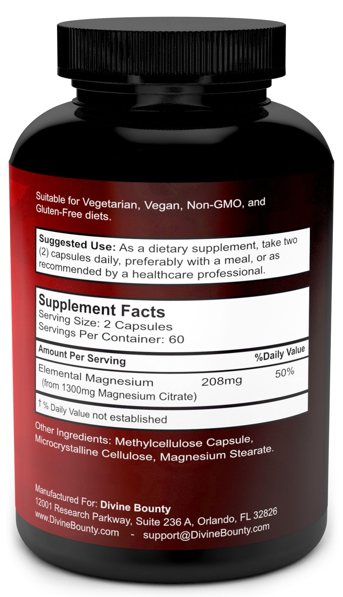 Foto 3 pulgar | Suplemento De Magnesio Divine Bounty 1300 Mg 120 Cápsulas - Venta Internacional.