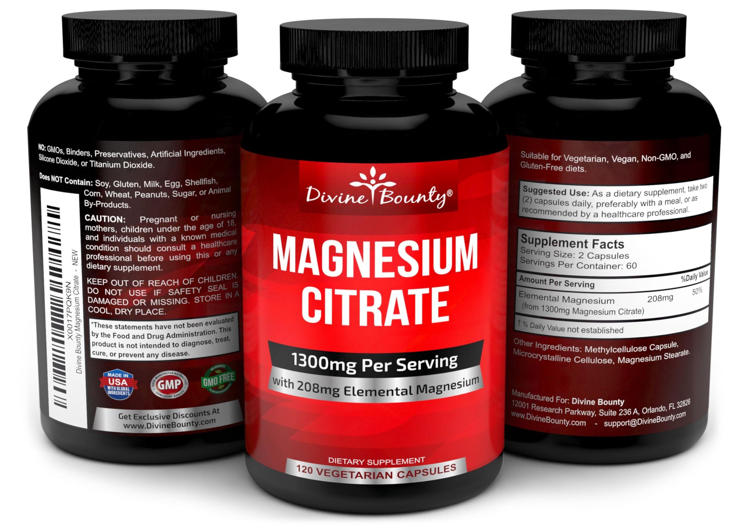 Foto 4 | Suplemento De Magnesio Divine Bounty 1300 Mg 120 Cápsulas - Venta Internacional.