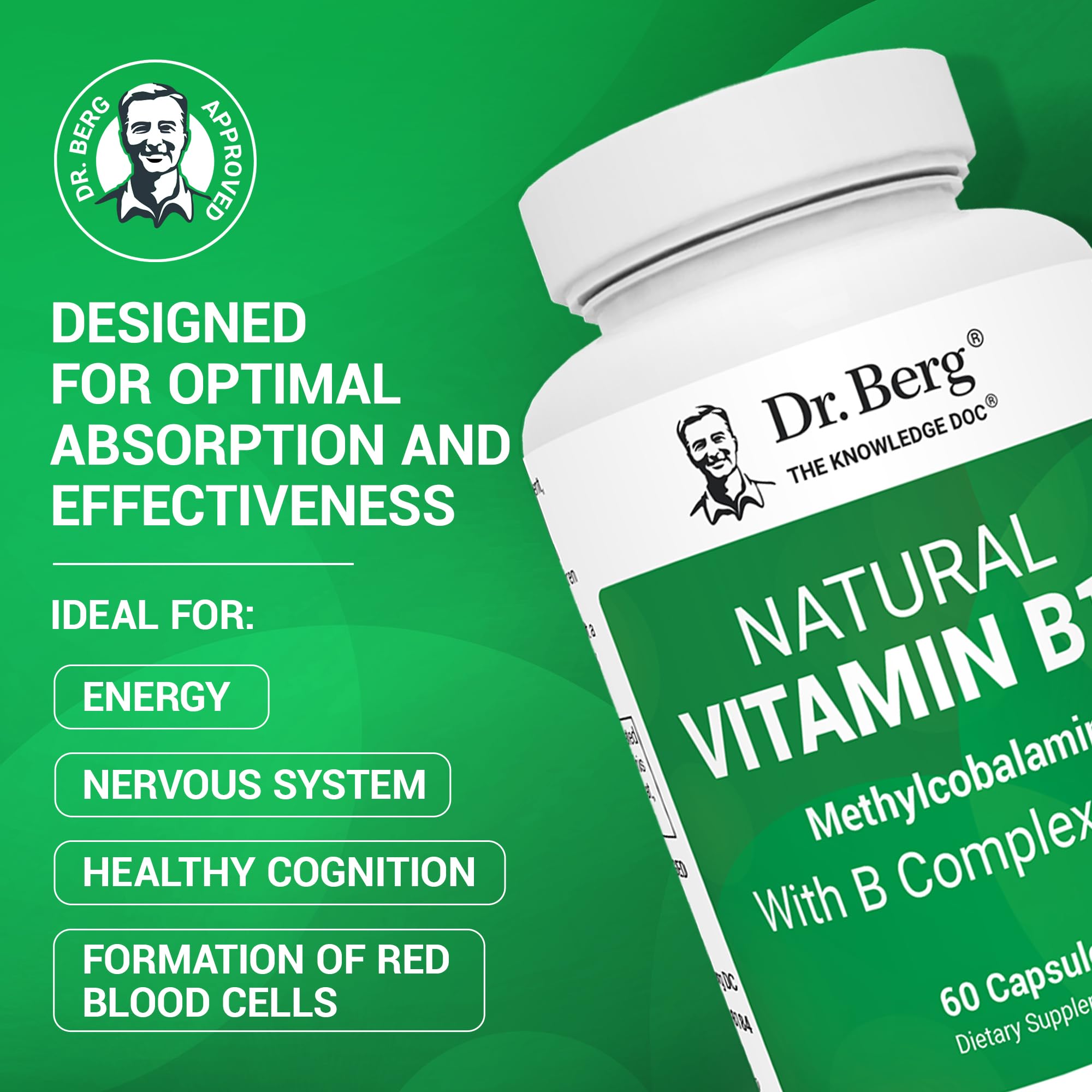 Foto 3 pulgar | Suplemento Dr. Berg De Vitamina B12 Natural De 1000 Mcg Con Complejo B - Venta Internacional.