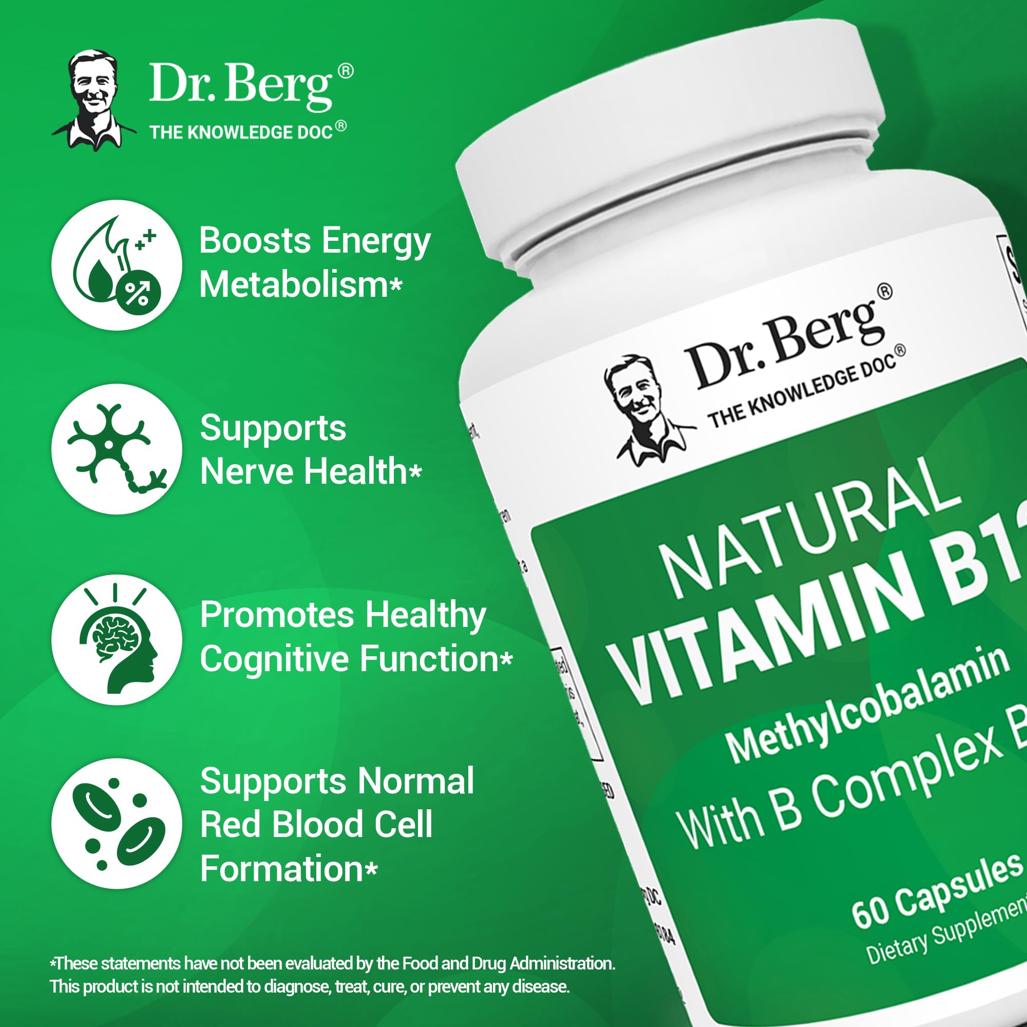 Foto 4 pulgar | Suplemento Dr. Berg De Vitamina B12 Natural De 1000 Mcg Con Complejo B - Venta Internacional.