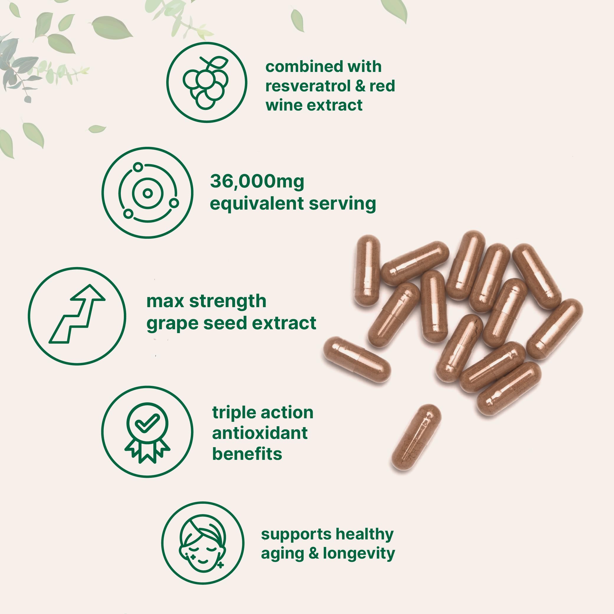 Foto 4 pulgar | Suplemento Con Microingredientes: Extracto De Semilla De Uva  36000 Mg - Venta Internacional.