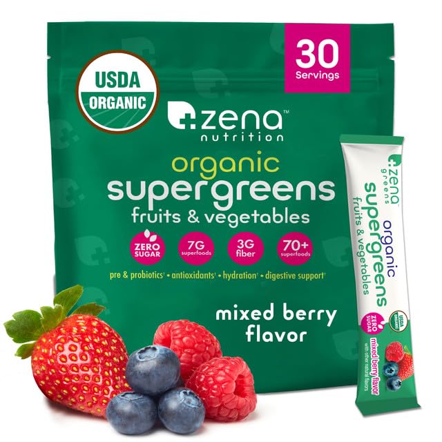 Foto 1 | Supergreens Powder Zena Nutrition  Mezcla De Bayas Orgánicas  30 X 7 G - Venta Internacional.