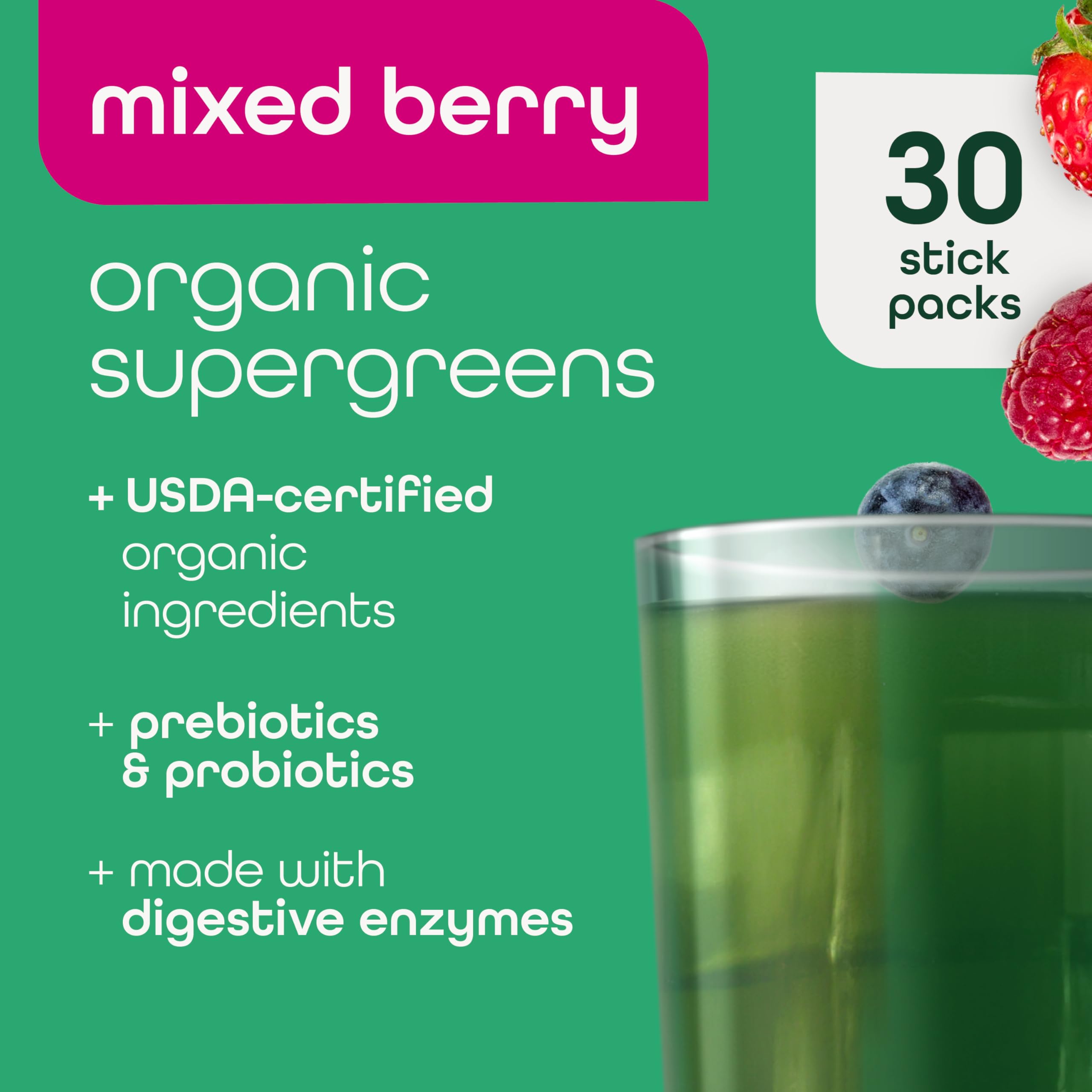 Foto 2 | Supergreens Powder Zena Nutrition  Mezcla De Bayas Orgánicas  30 X 7 G - Venta Internacional.