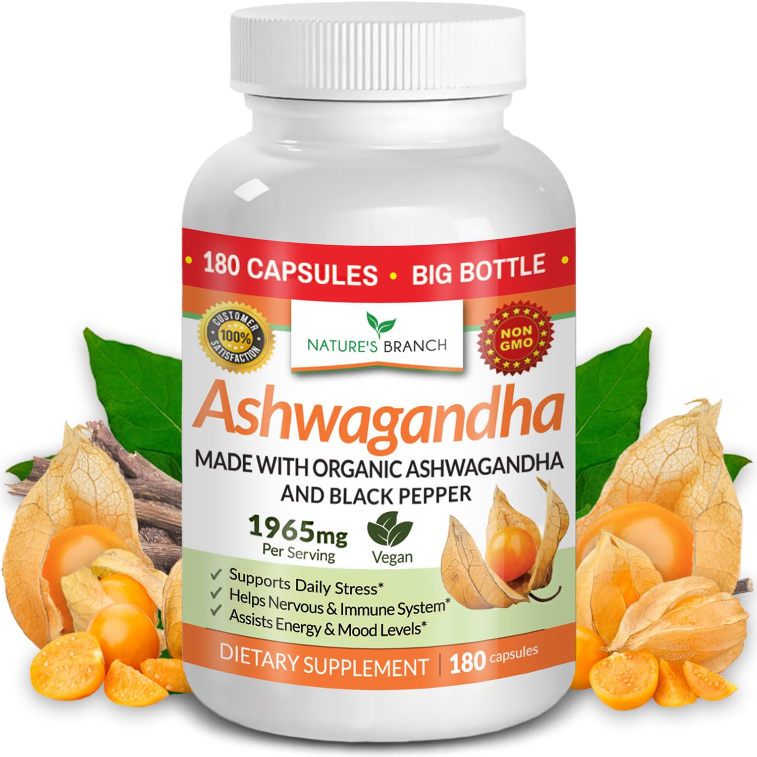Foto 2 pulgar | Suplemento Nature's Branch Ashwagandha 1965 Mg - 180 Cápsulas - Venta Internacional.
