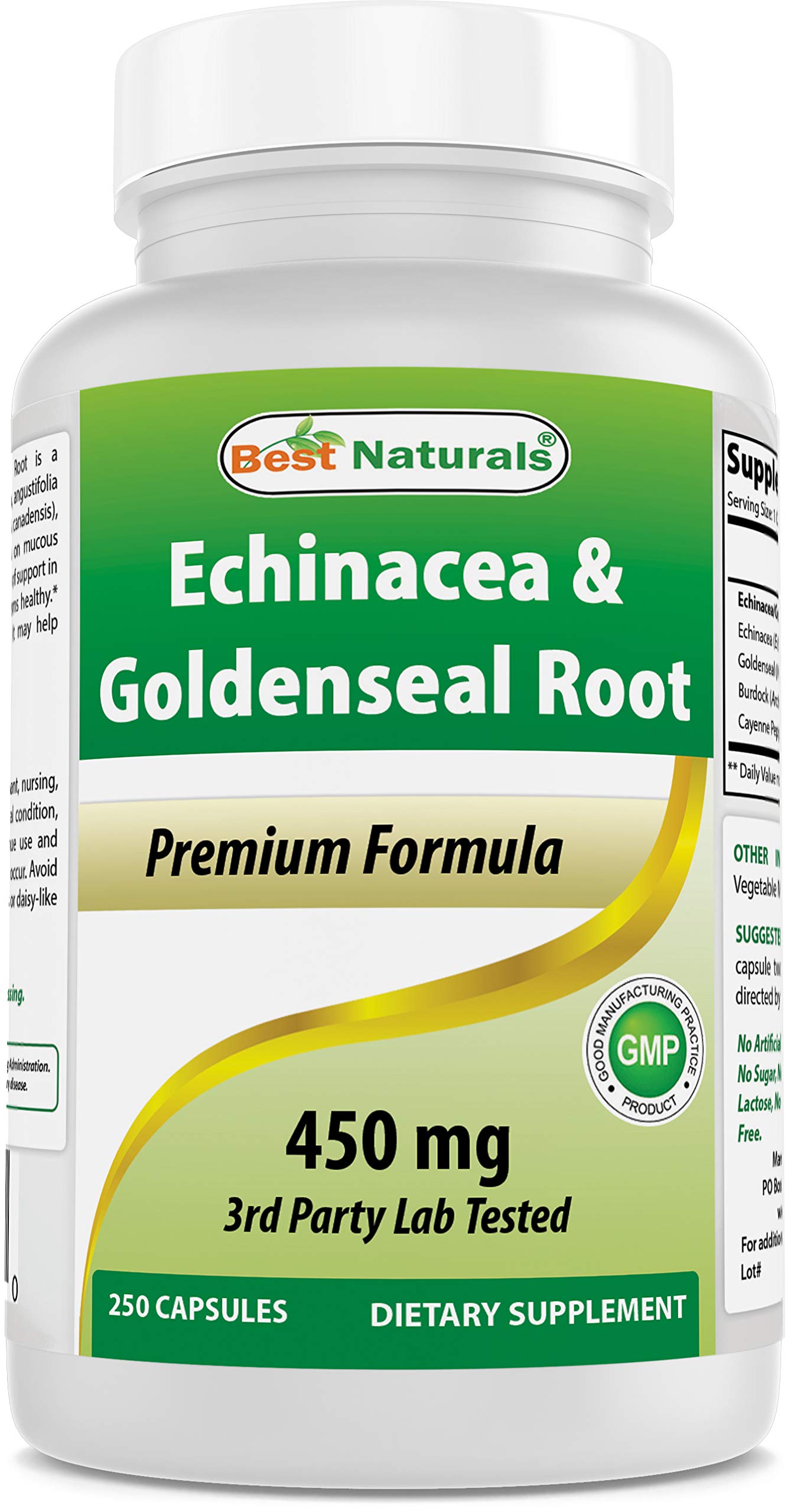 Foto 2 pulgar | Suplemento Best Naturals Echinacea Goldenseal 450 Mg 250 Cápsulas - Venta Internacional.