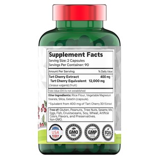 Foto 2 | Suplemento De Vitaminas En Cápsulas De Cereza Ácida 1200 Mg 180 Unidades - Venta Internacional.