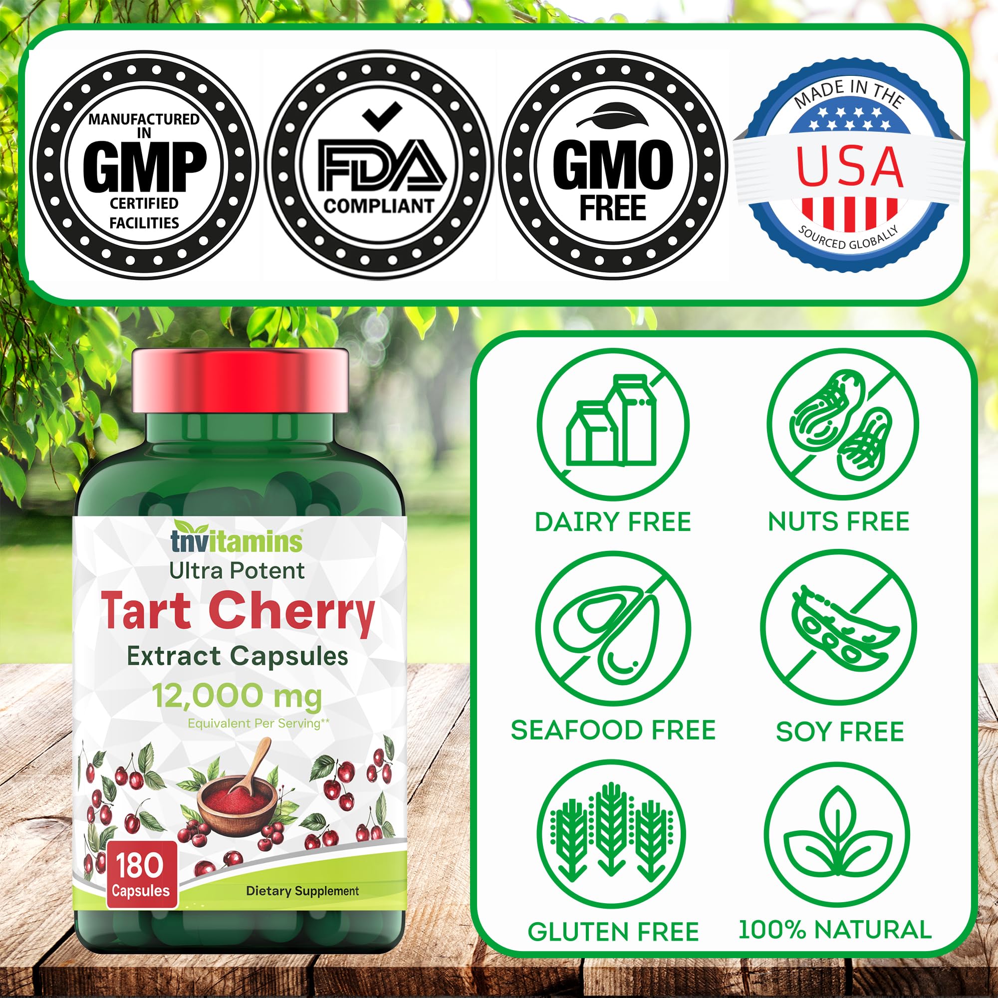 Foto 5 pulgar | Suplemento De Vitaminas En Cápsulas De Cereza Ácida  1200 Mg  180 Unidades - Venta Internacional.