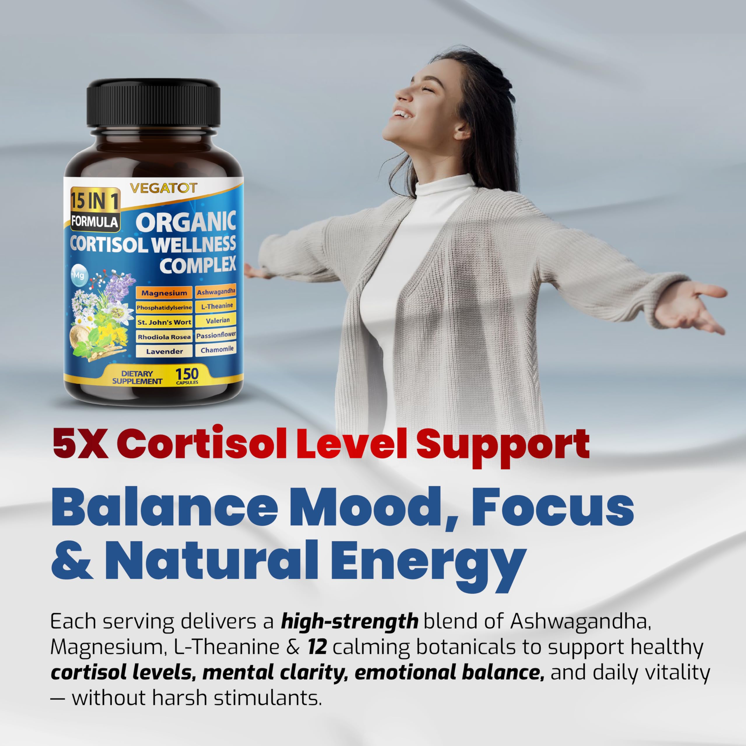 Foto 3 pulgar | Suplemento Vegatot Organic Cortisol Wellness Complex - Venta Internacional.