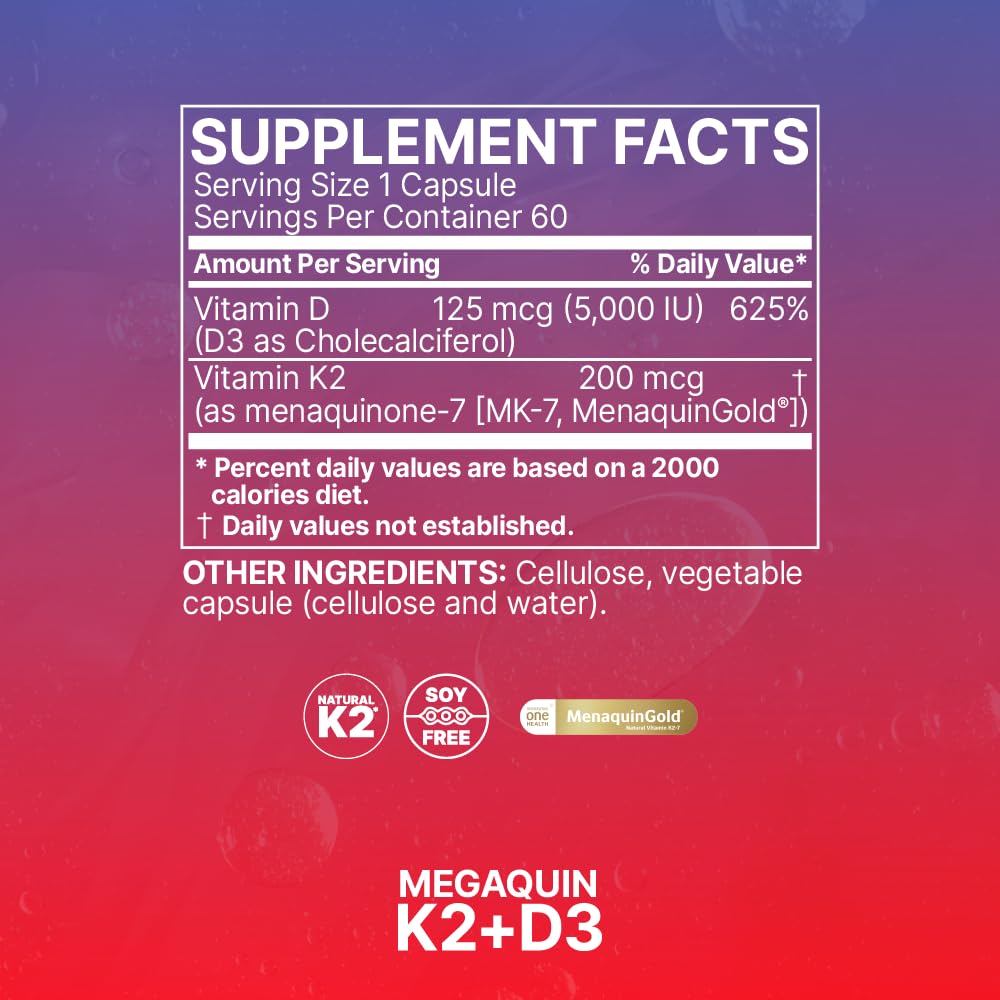 Foto 5 pulgar | Suplemento Microbiome Labs Megaquin D3 Vitamina D3 K2 5000 Ui - Venta Internacional.