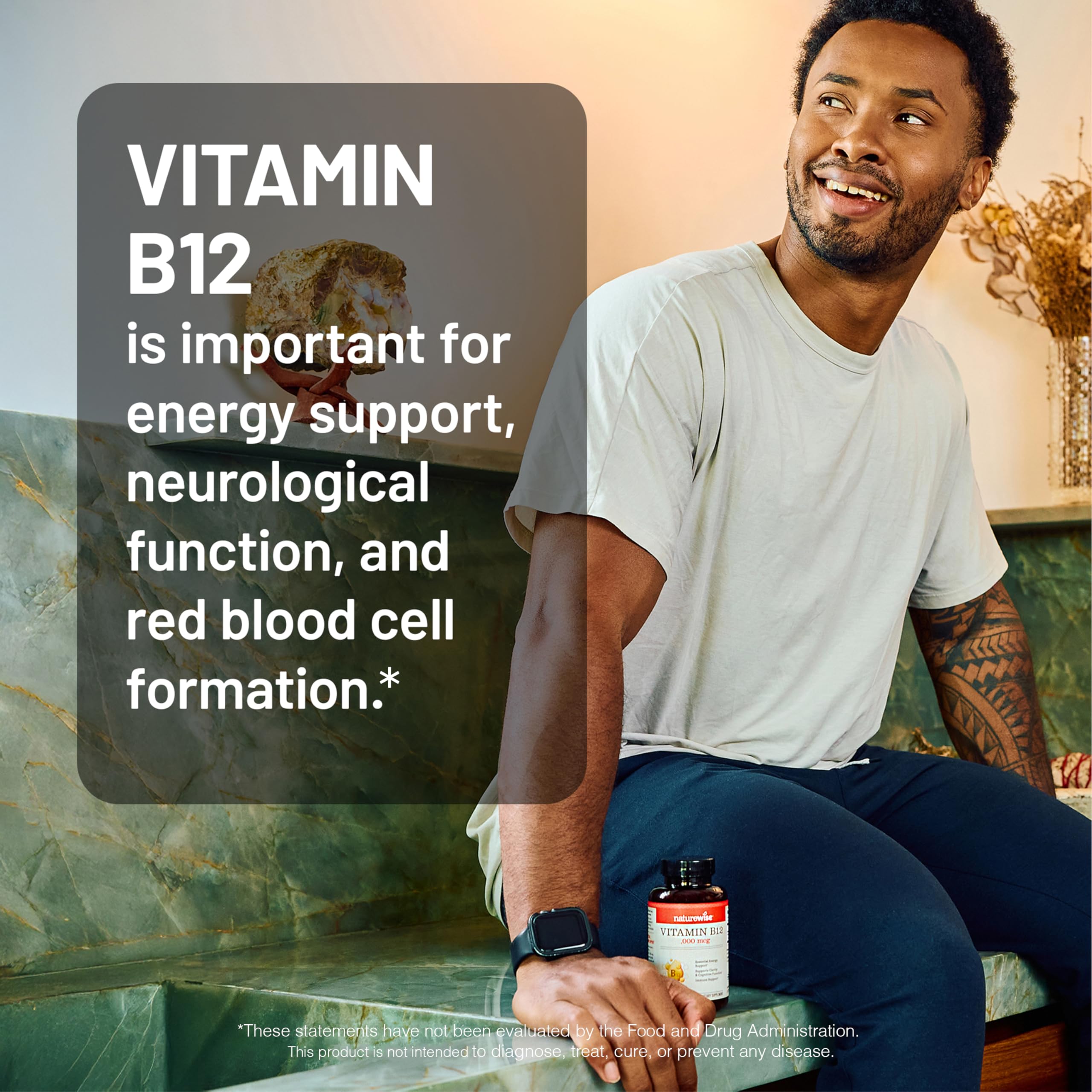 Foto 7 | Suplemento Naturewise De Vitamina B12  5000 Mcg  Extra Fuerte  60 Cápsulas Blandas - Venta Internacional.