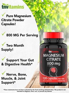 Foto 3 | Suplemento Tnvitamins Citrato De Magnesio 800 Mg 120 Cápsulas - Venta Internacional.