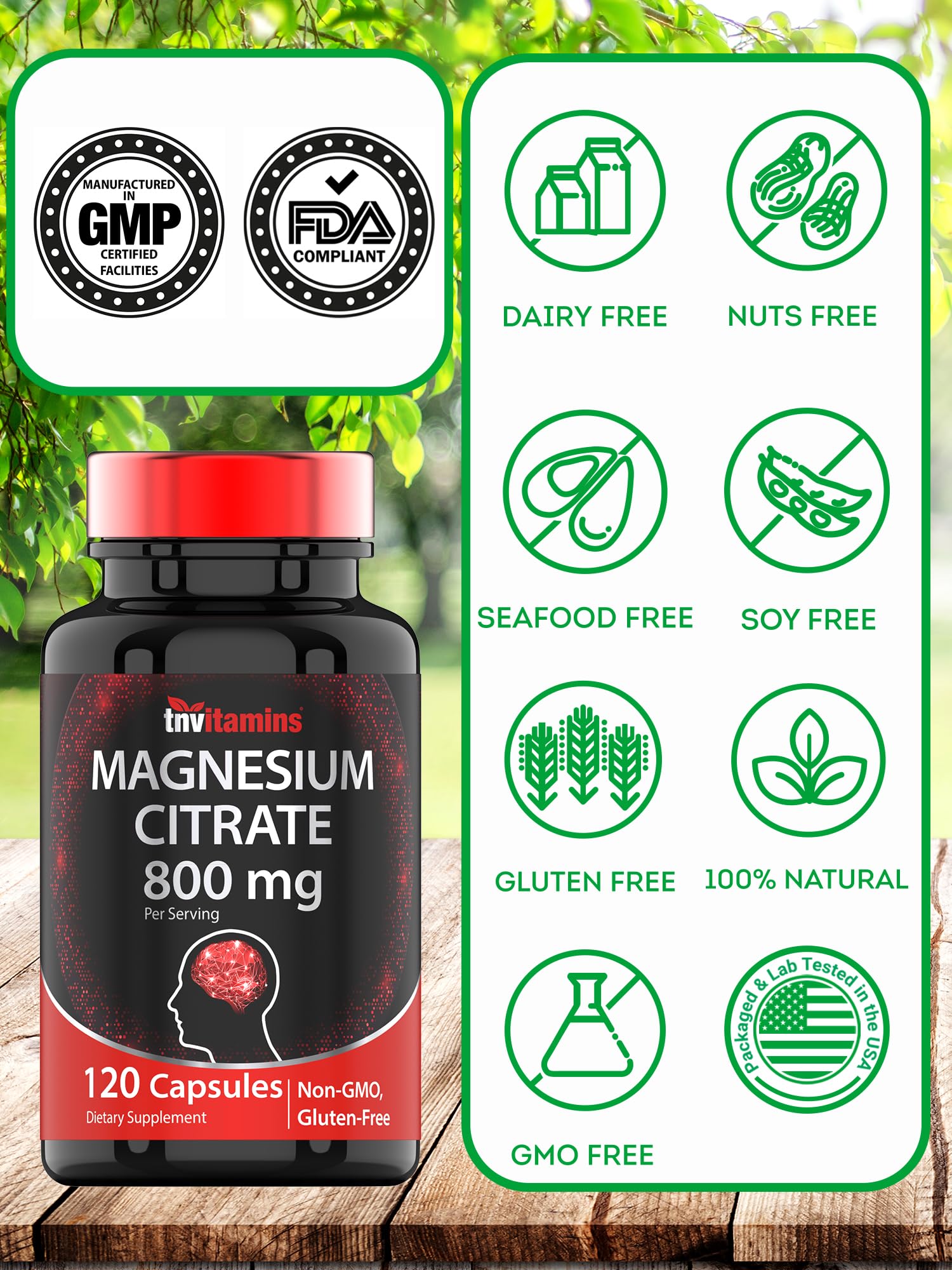 Foto 8 pulgar | Suplemento Tnvitamins Citrato De Magnesio 800 Mg 120 Cápsulas - Venta Internacional.