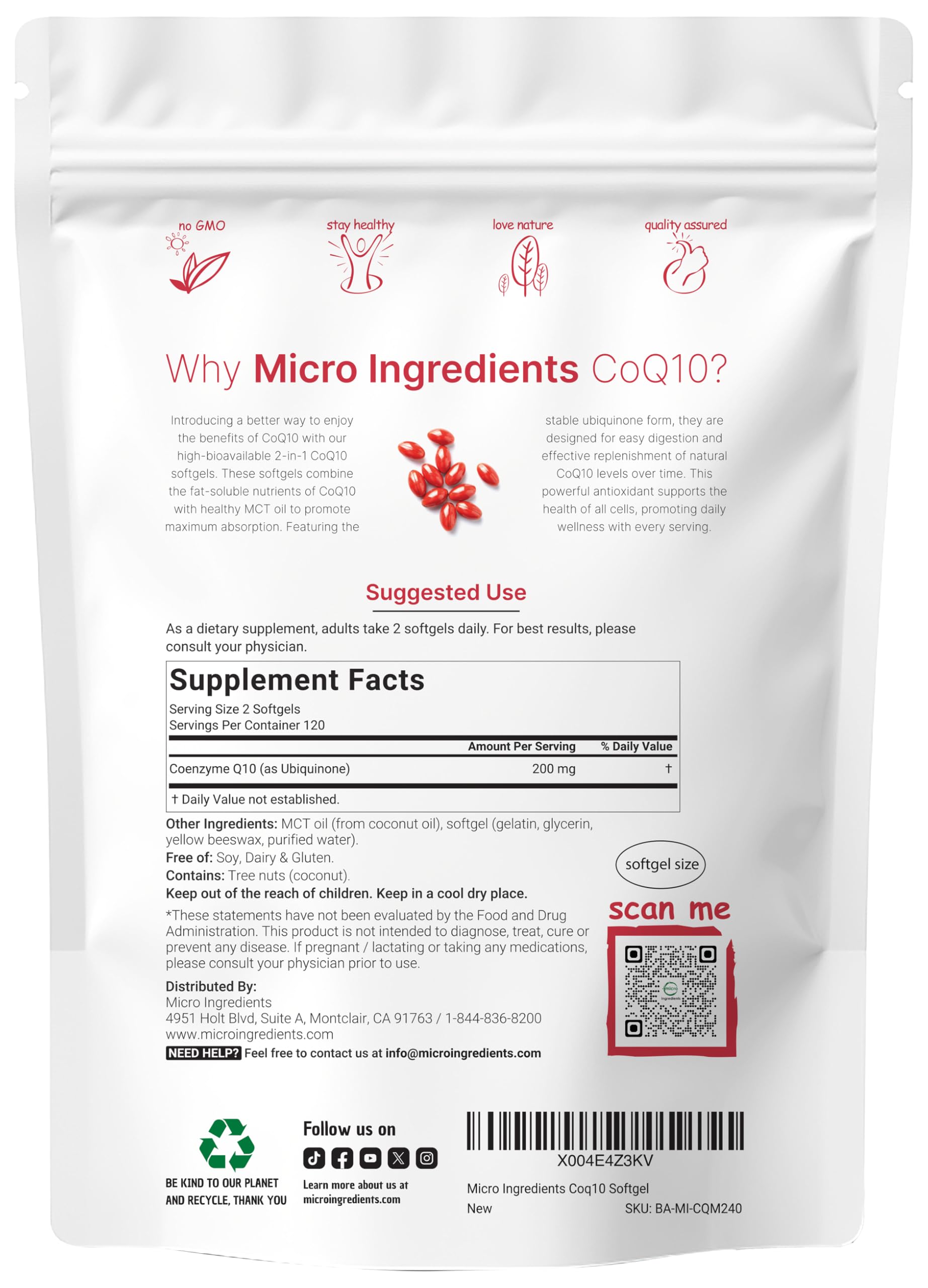 Foto 3 pulgar | Suplemento De Microingredientes (coq10  200 Mg  240 Cápsulas Blandas) - Venta Internacional.