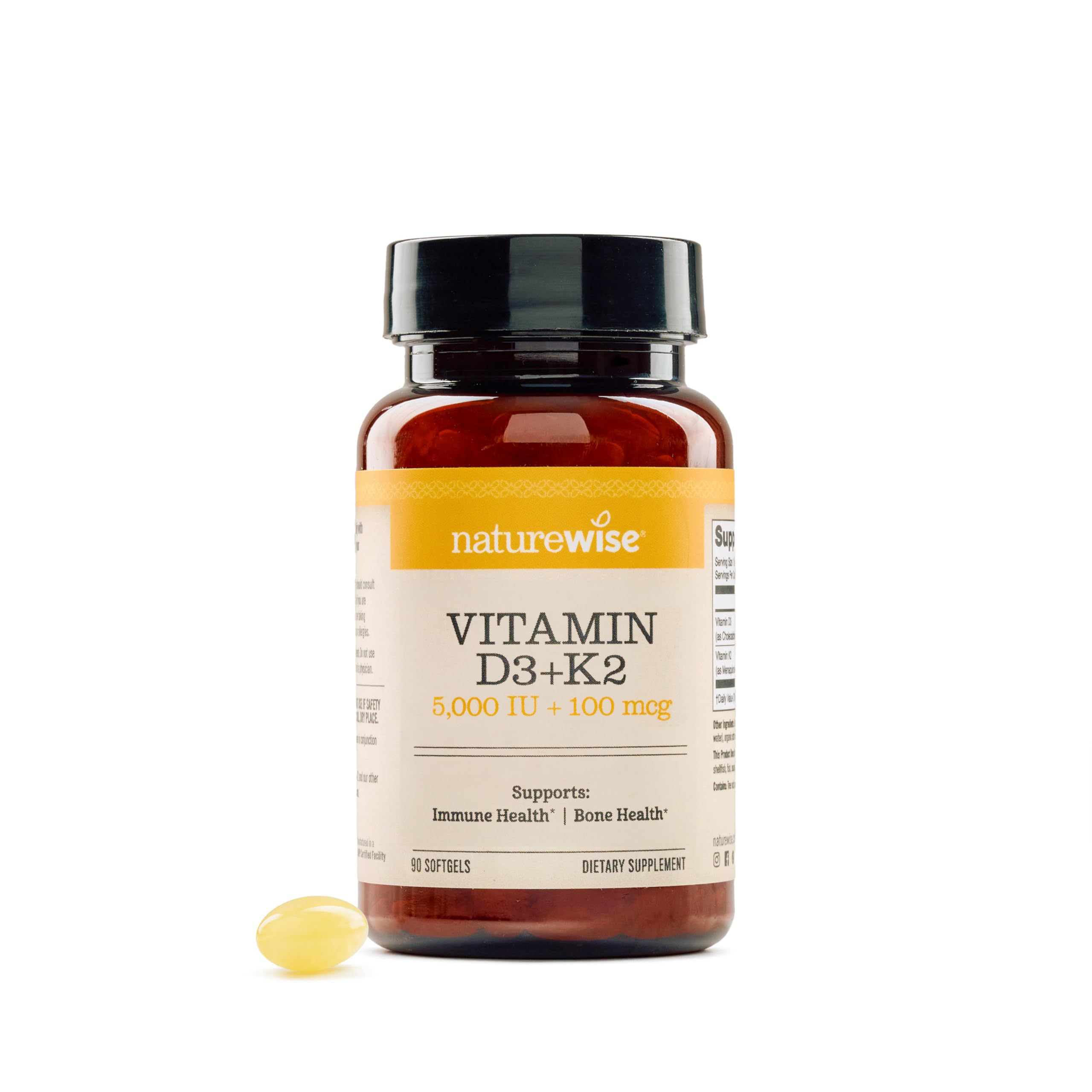 Foto 2 pulgar | Suplemento Naturewise De Vitamina D3 5000 Ui + K2 (mk7) 100 Mcg - Venta Internacional.
