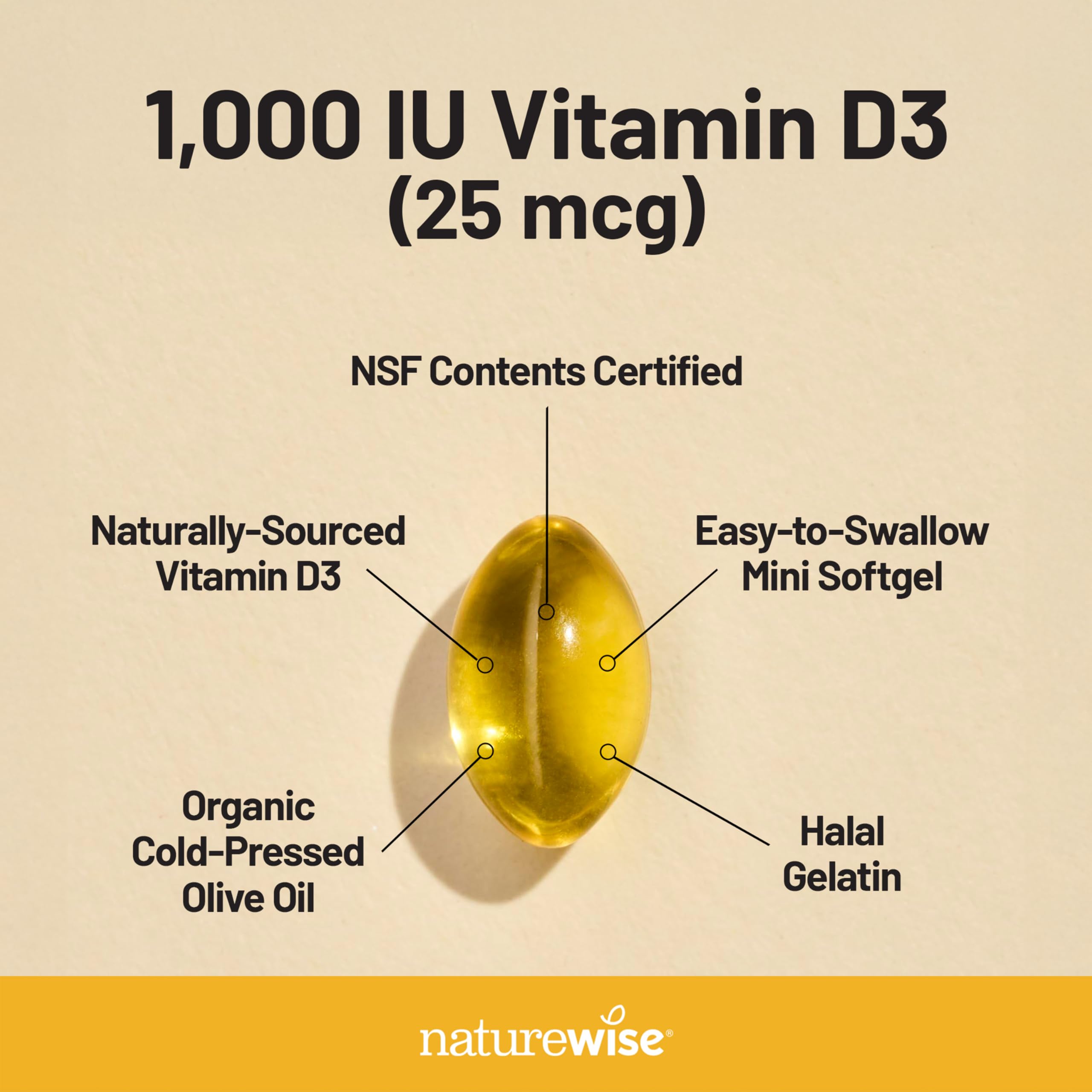 Foto 5 | Suplemento Naturewise De Vitamina D3 De 1000 Ui Para 200 Días  200 Unidades - Venta Internacional.