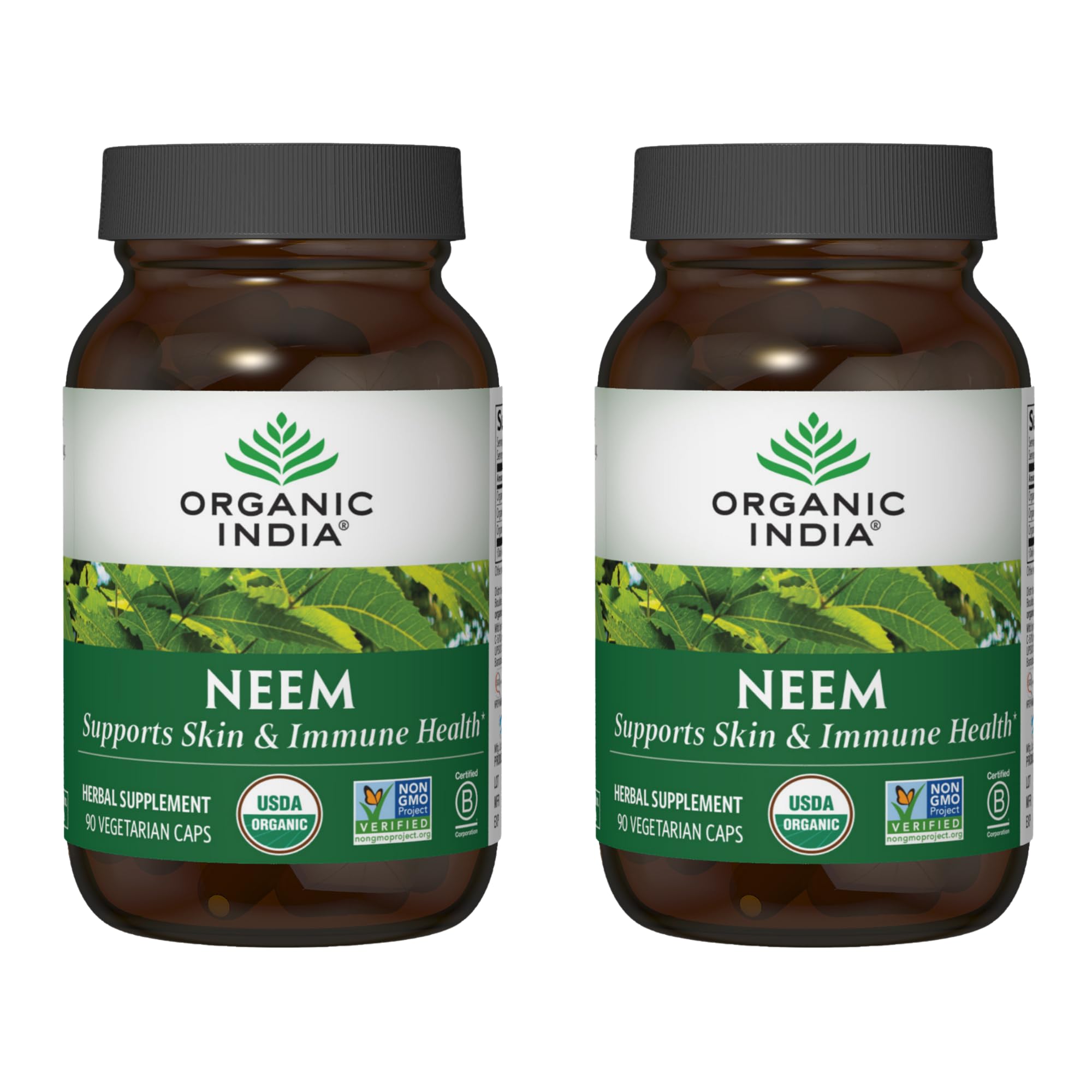 Foto 2 pulgar | Suplemento Organic India Neem Leaf 90 Cápsulas (paquete De 2) - Venta Internacional.