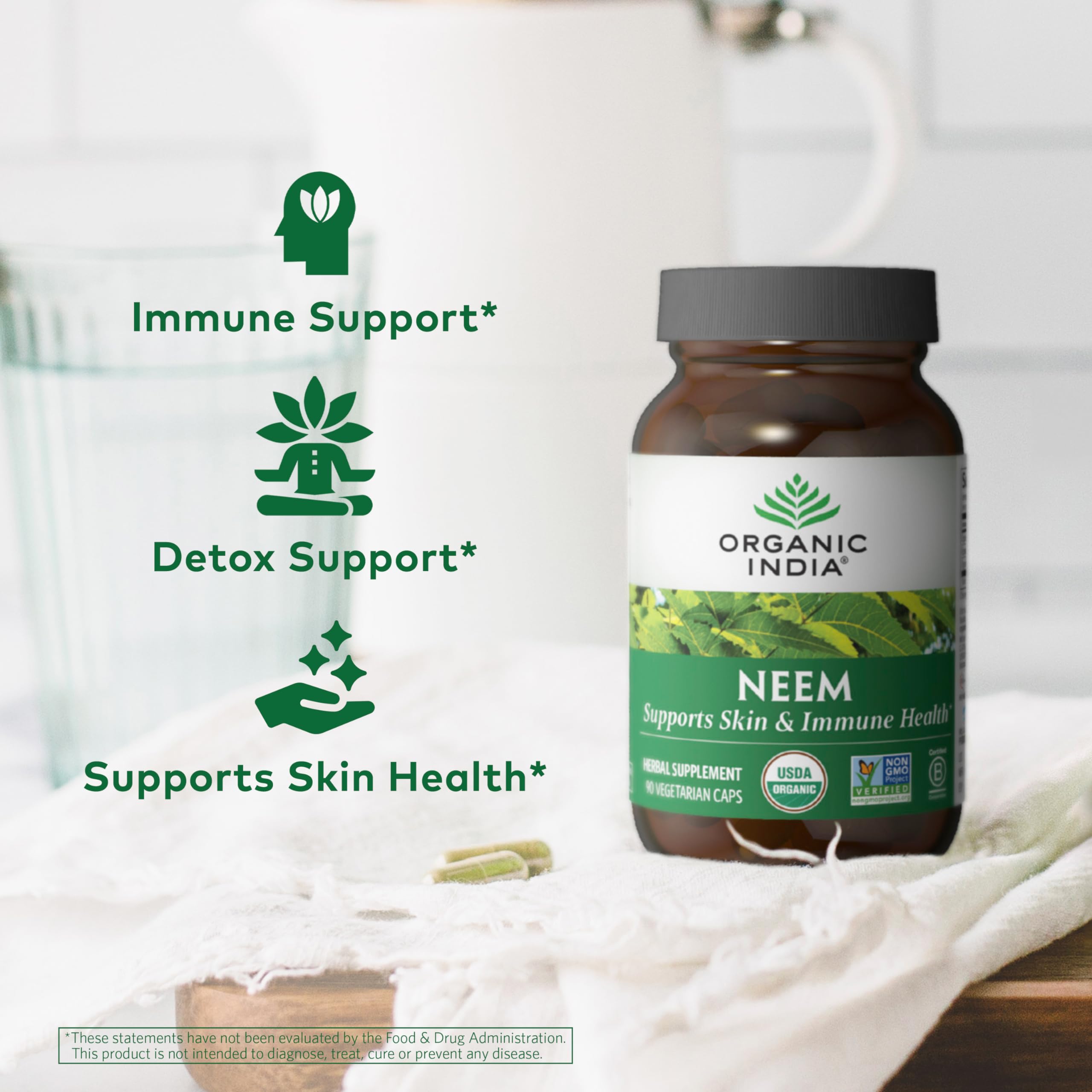 Foto 4 pulgar | Suplemento Organic India Neem Leaf 90 Cápsulas (paquete De 2) - Venta Internacional.