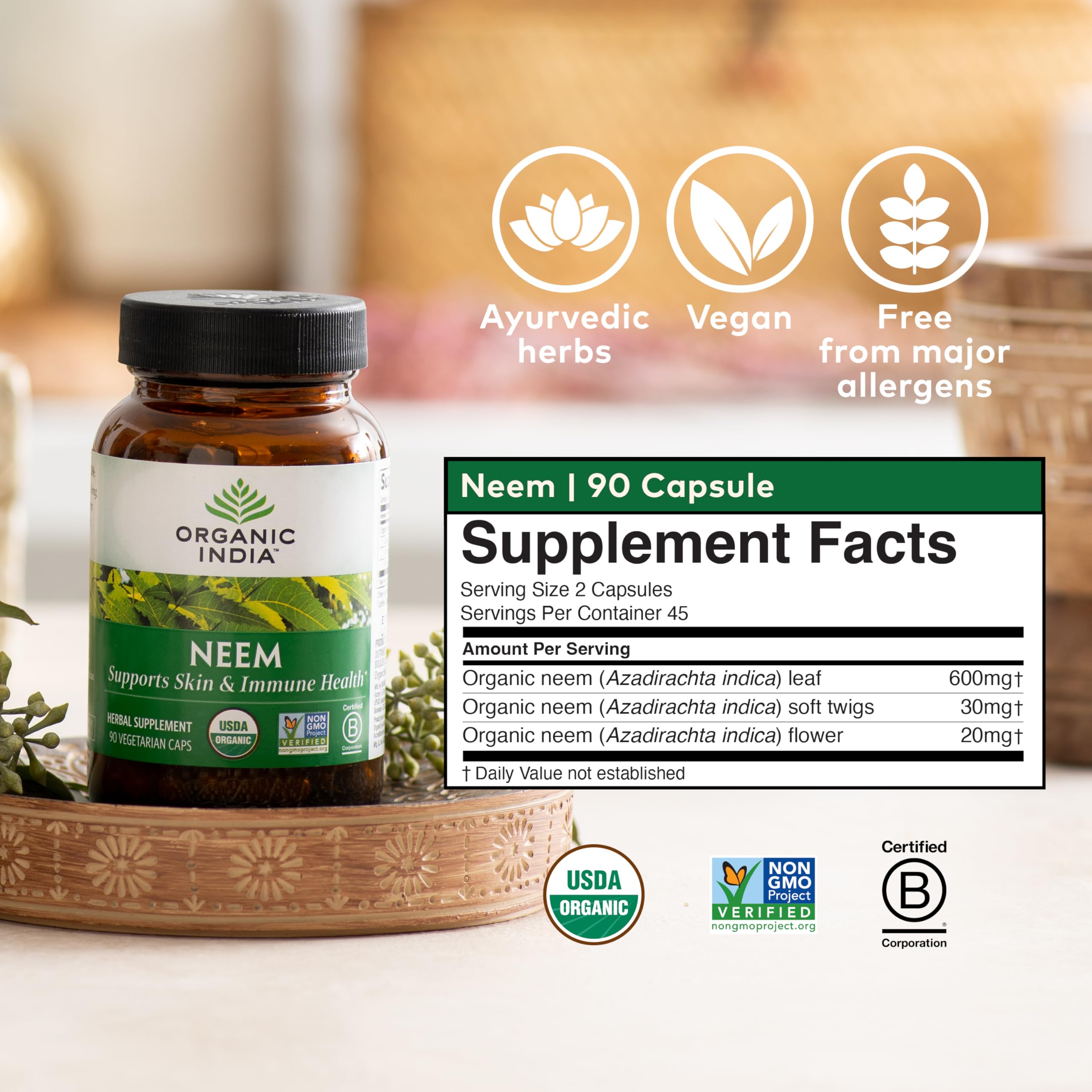 Foto 6 | Suplemento Organic India Neem Leaf 90 Cápsulas (paquete De 2) - Venta Internacional.