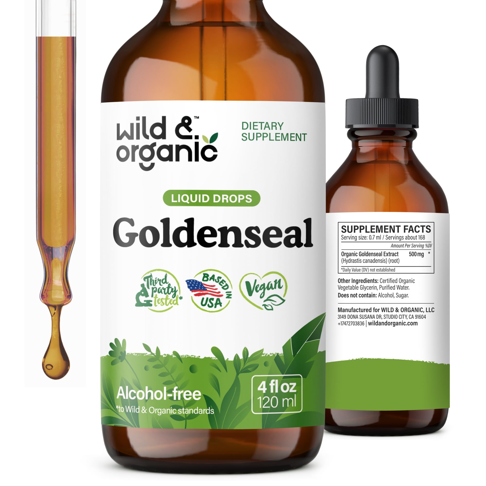 Foto 2 pulgar | Suplemento De Tintura De Sello De Oro Silvestre Y Orgánica 120 Ml - Venta Internacional.