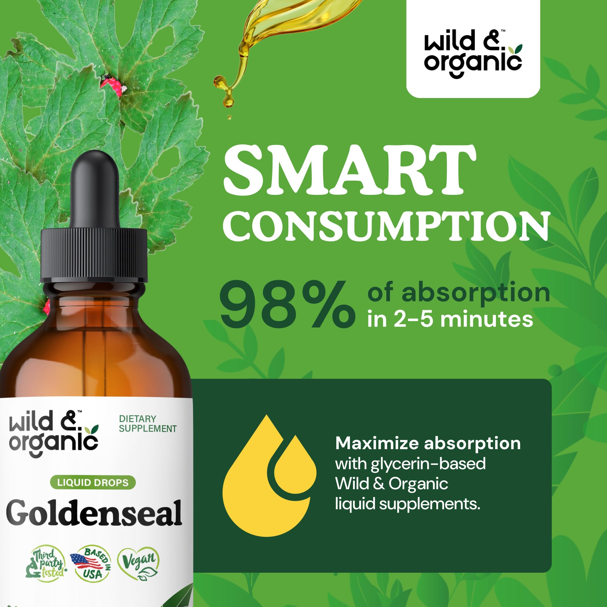 Foto 5 pulgar | Suplemento De Tintura De Sello De Oro Silvestre Y Orgánica 120 Ml - Venta Internacional.
