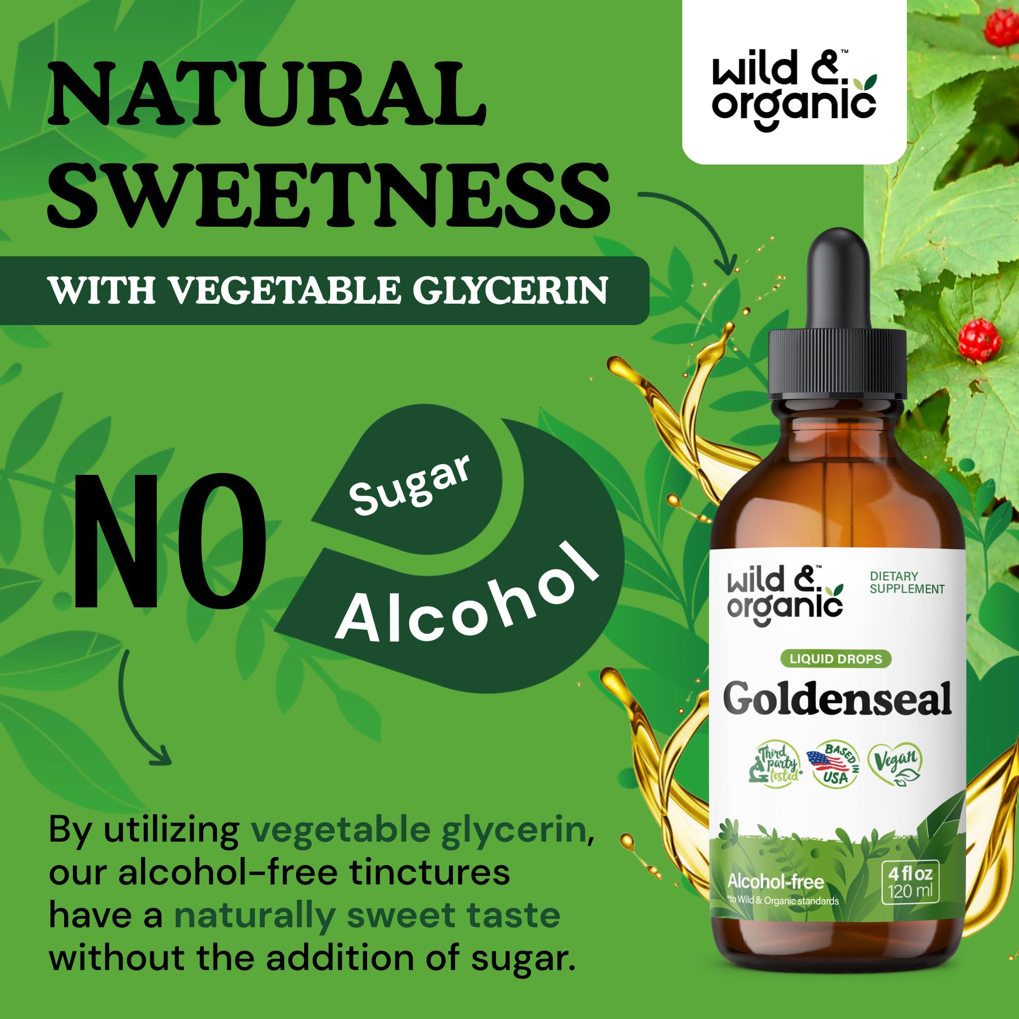 Foto 6 | Suplemento De Tintura De Sello De Oro Silvestre Y Orgánica 120 Ml - Venta Internacional.