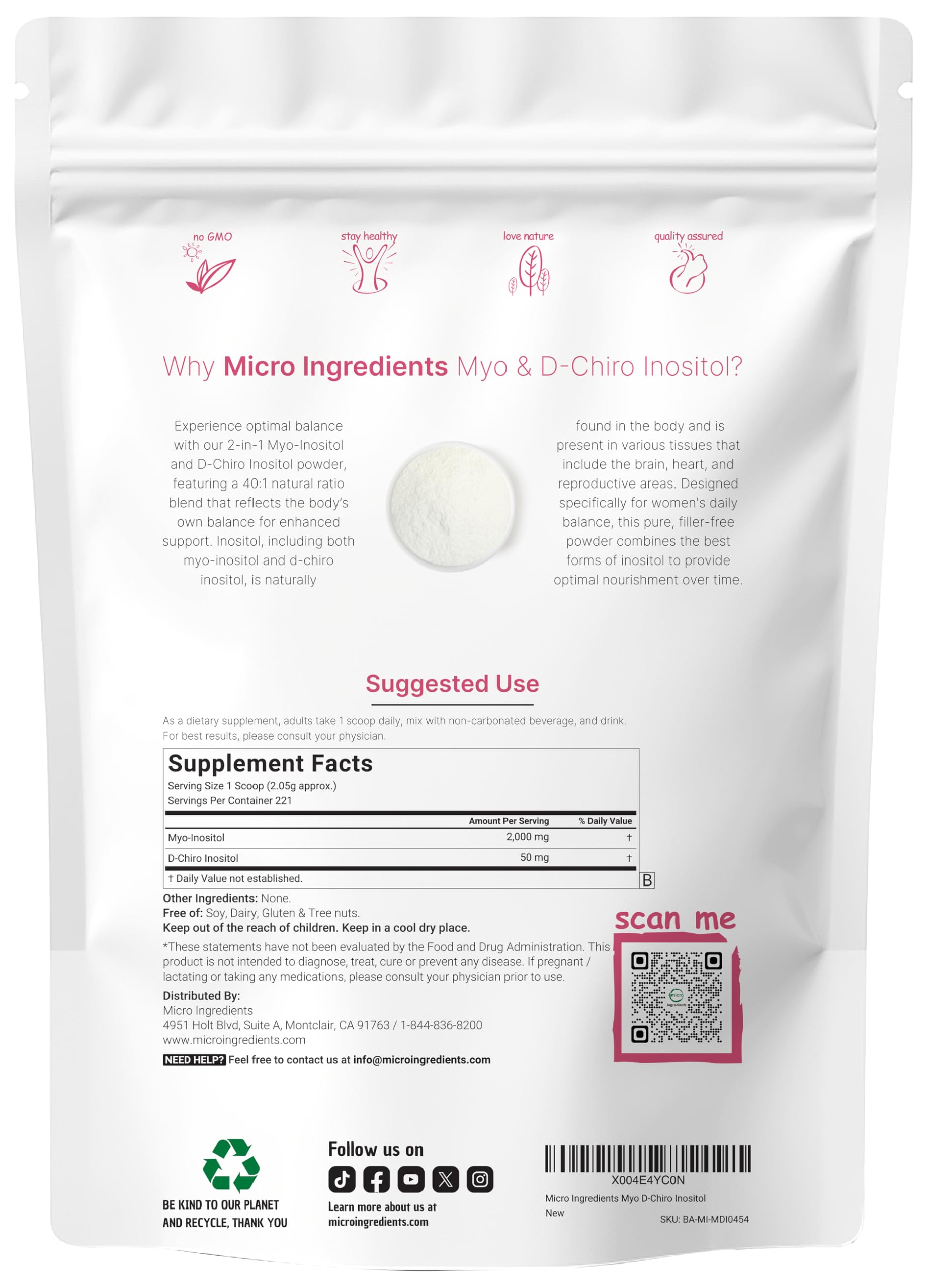 Foto 3 pulgar | Suplemento De Microingredientes: Mioinositol Y D-chiroinositol - Venta Internacional.