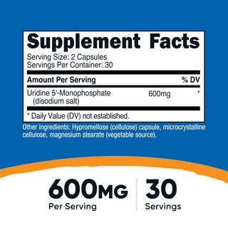 Foto 2 | Suplemento Nutricost De Monofosfato De Uridina 600 Mg 60 Cápsulas - Venta Internacional.