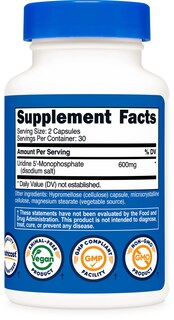 Foto 5 | Suplemento Nutricost De Monofosfato De Uridina 600 Mg 60 Cápsulas - Venta Internacional.