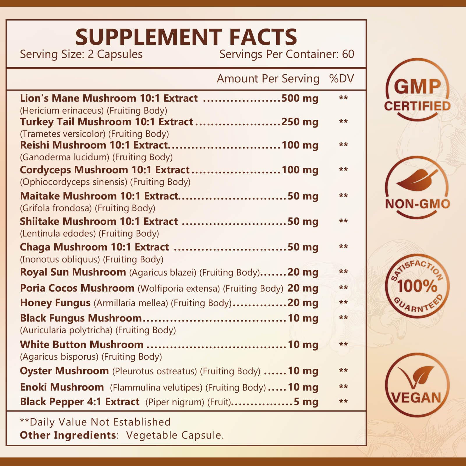 Foto 2 | Suplemento Nature Target Mushroom Complex 14 En 1 120 Cápsulas - Venta Internacional.