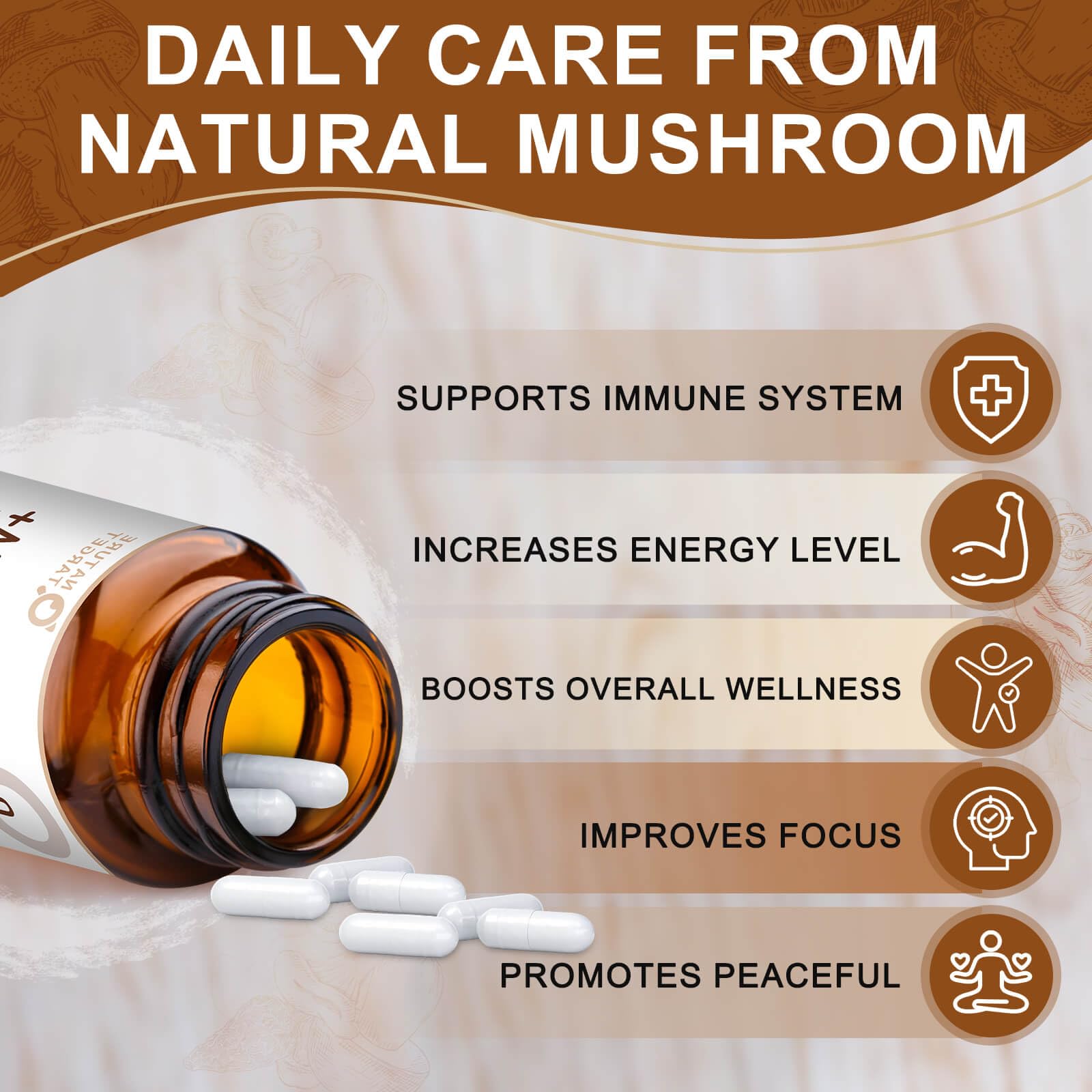 Foto 5 | Suplemento Nature Target Mushroom Complex 14 En 1 120 Cápsulas - Venta Internacional.