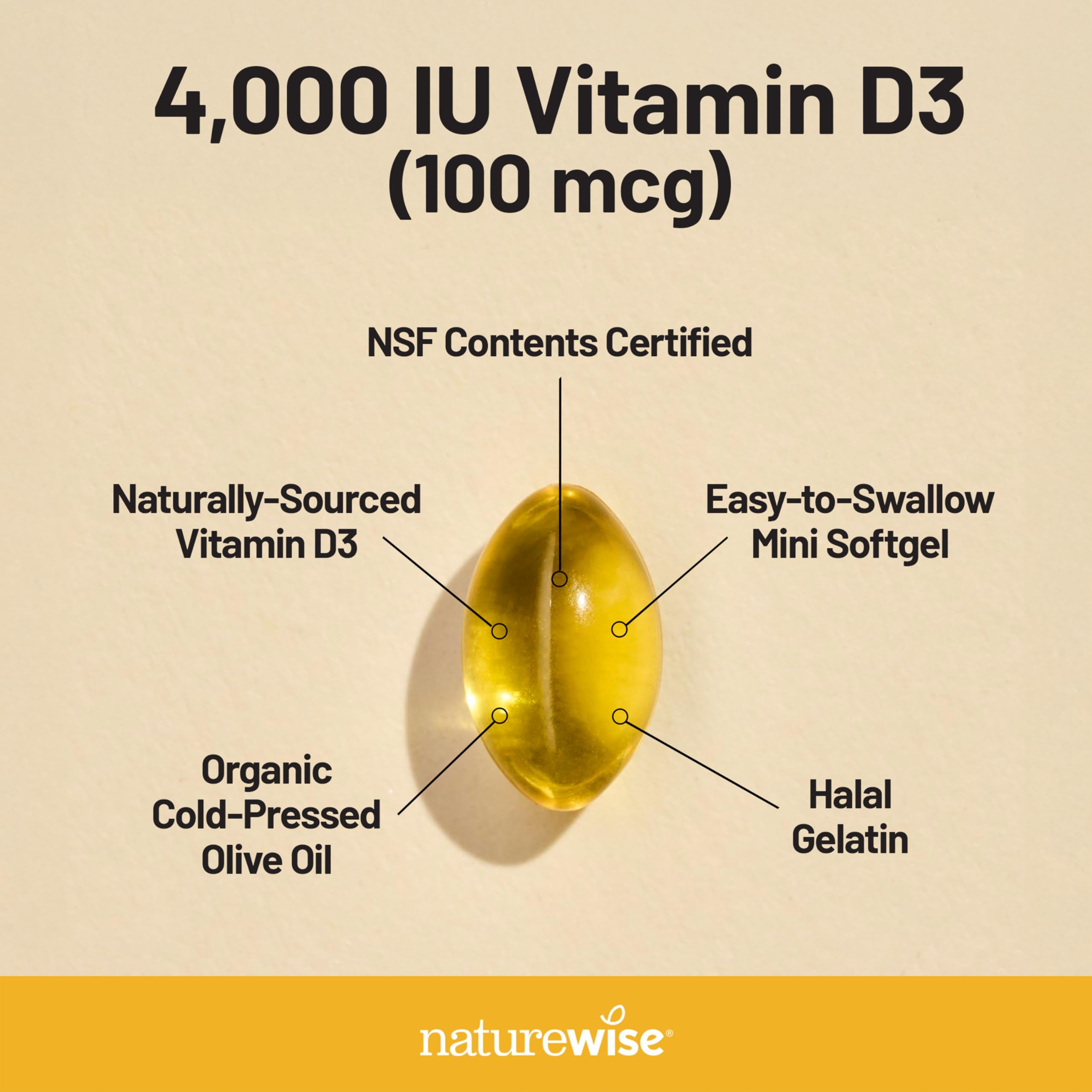 Foto 4 pulgar | Suplemento De Vitamina D3 Naturewise  4000 Ui  Suministro Para 200 Días  200 Unidades - Venta Internacional.