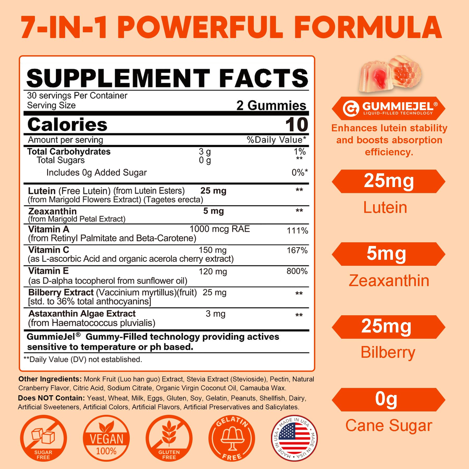 Foto 2 | Suplementos: Gomitas Neviss  Luteína  Zeaxantina  25 Mg  Más Vitaminas - Venta Internacional.