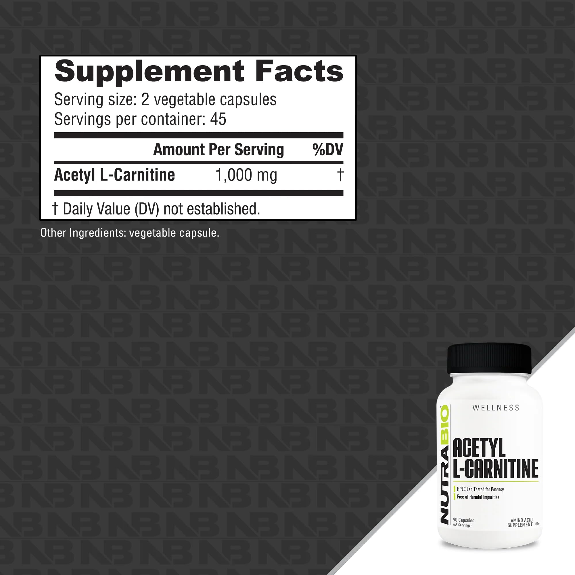 Foto 3 pulgar | Suplemento Alimenticio NutraBio Acetil L-Carnitina 90 Cápsulas - Venta Internacional