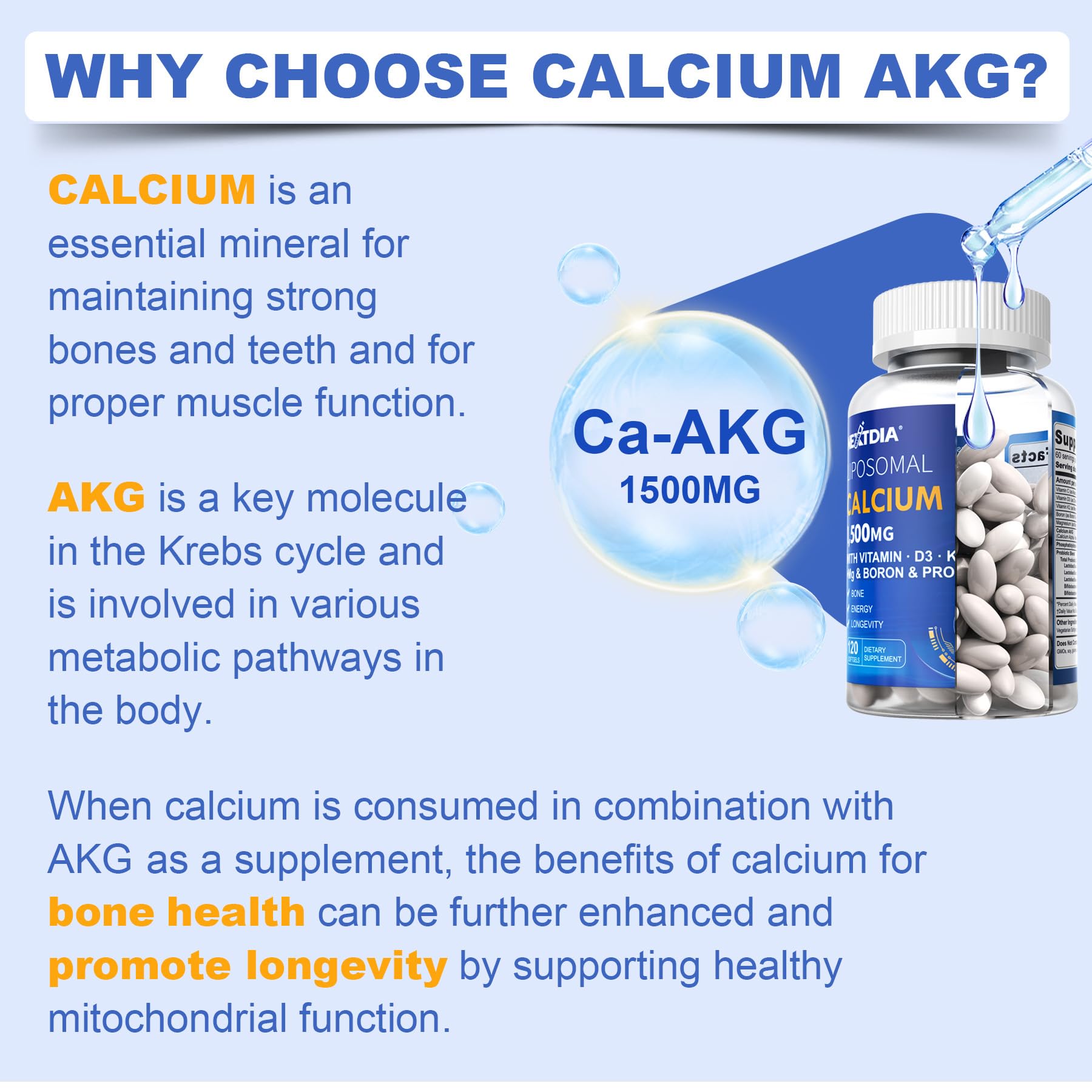 Foto 4 pulgar | Suplemento De Calcio Akg Nextdia 1500 Mg Con Vitamina D3 Y K2 120 Ml - Venta Internacional.