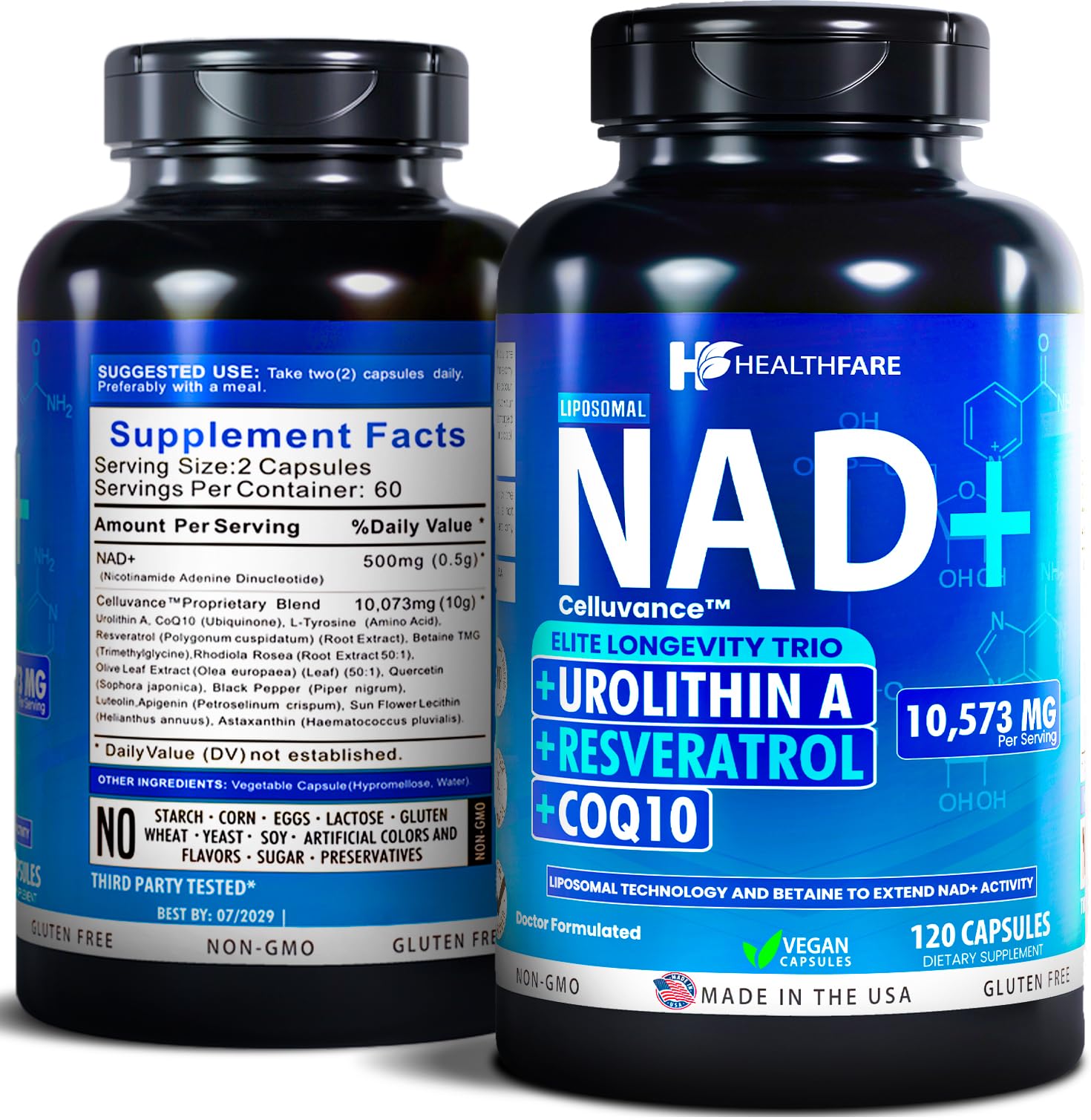 Foto 2 pulgar | Suplemento Healthfare Nad+ Liposomal 120 Cápsulas Con Resveratrol - Venta Internacional.